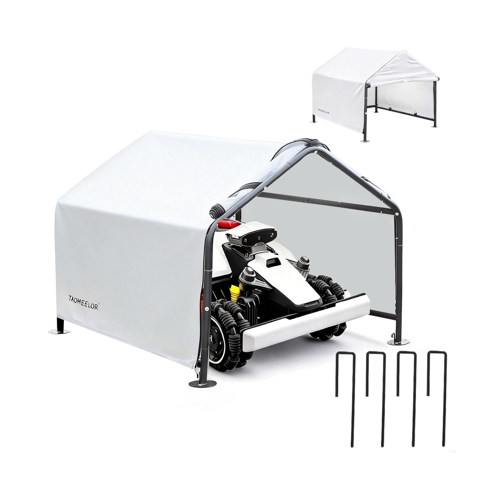 Carbon Steel Material Robot Mower Garage, Removable Zippered Wireless Robotic...