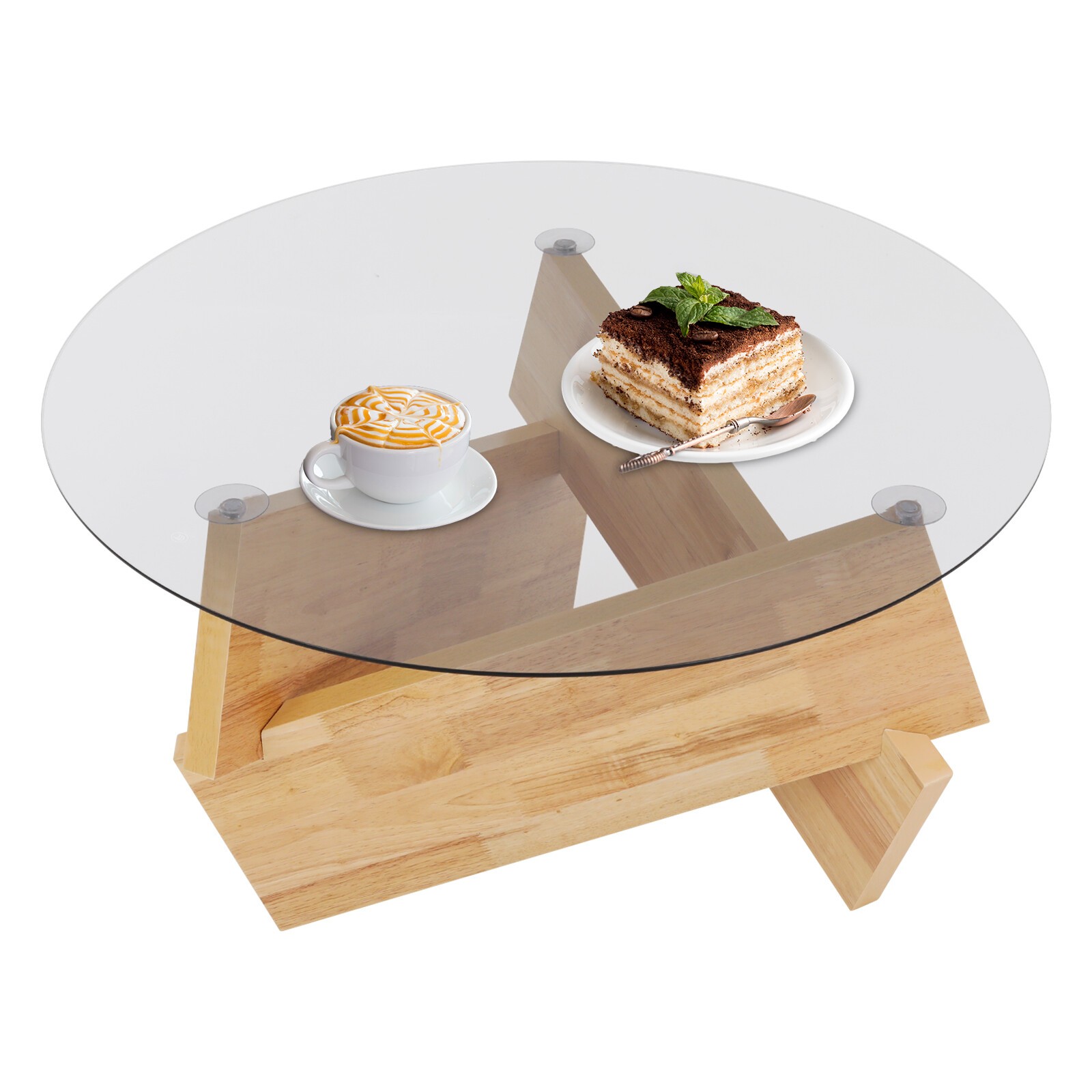16.1'' H Round Modern SideTable Side Table with Tempered Glass Top End Table ?
