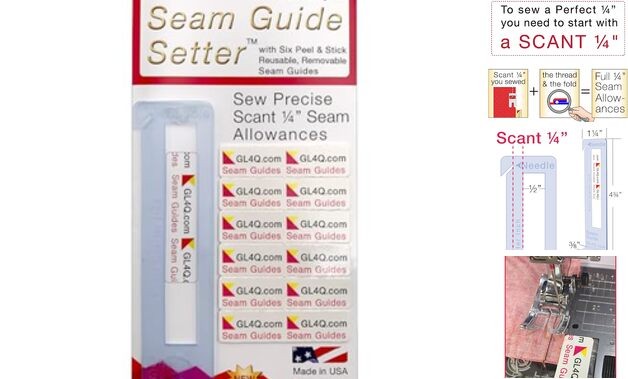 Super Easy Seam Guide Setter with 6 Reusable Adhesive Seam Guides - Easily