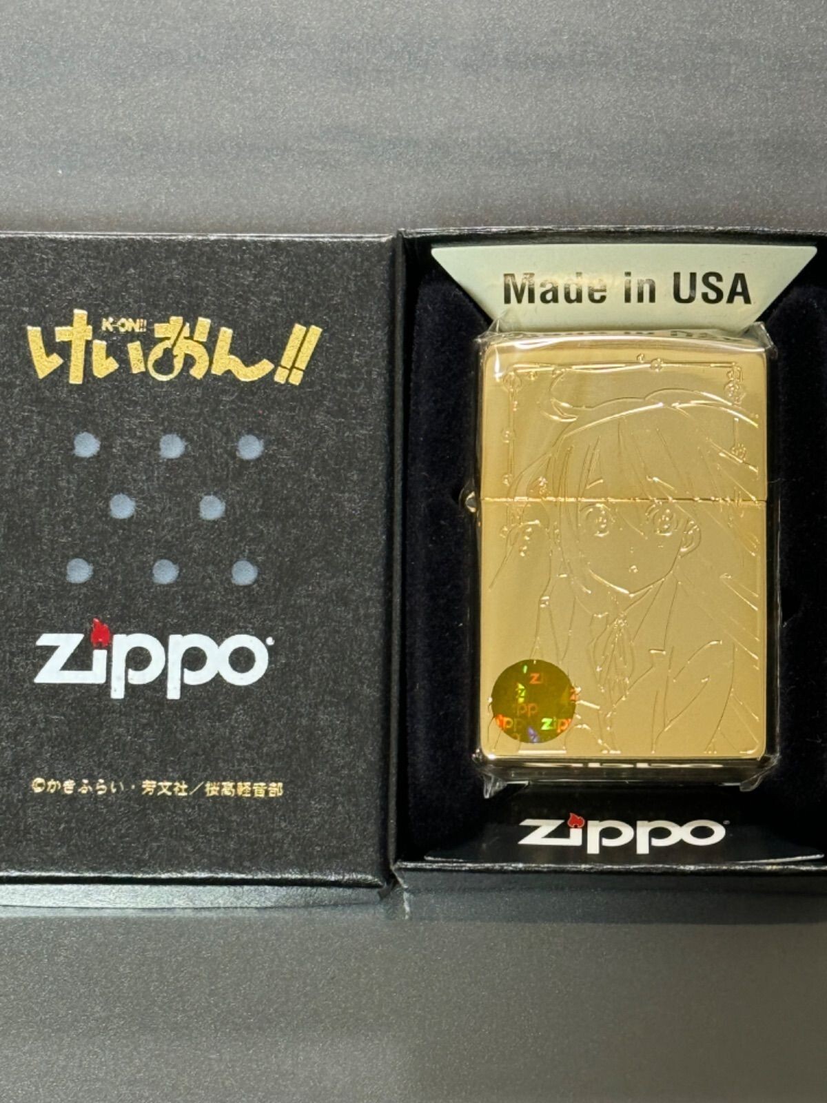 Zippo K-On Azusa Nakano Limited Oil Lighter Gold ver. Double-sided w/Box Unused