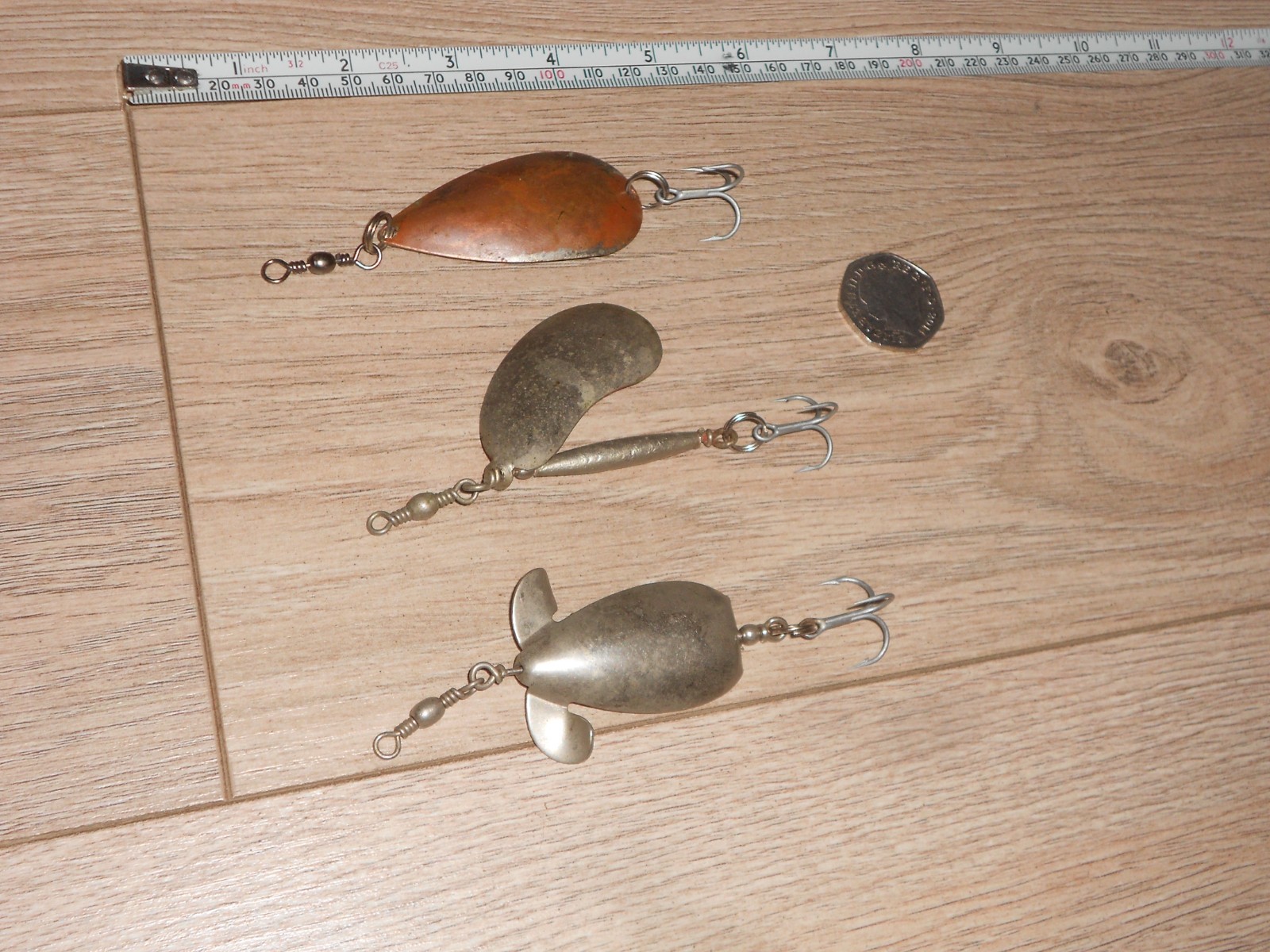 Fishing Lures x 3 Vintage LOCH FISHING SPOONS, Inc Kidney-Fishing Lures Joblot