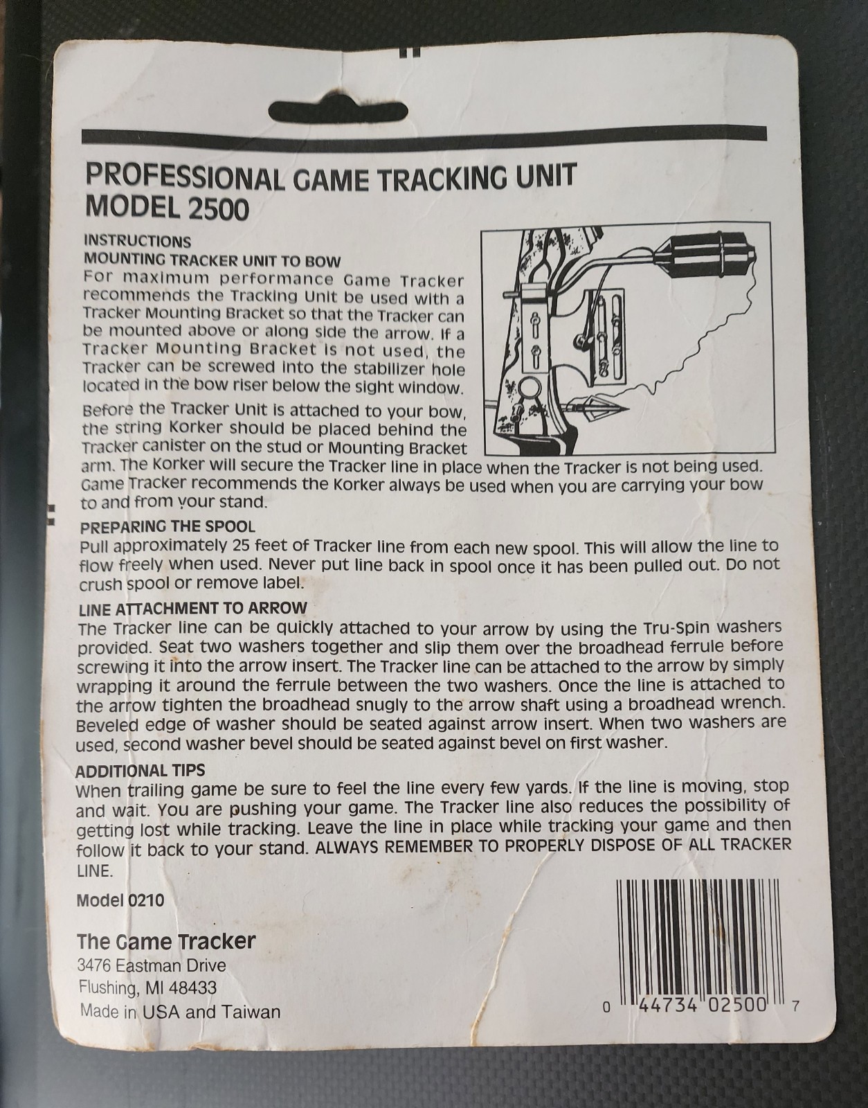 NOS The Game Tracker 2500 String Game Tracking Unit Bracket Replacement Spool