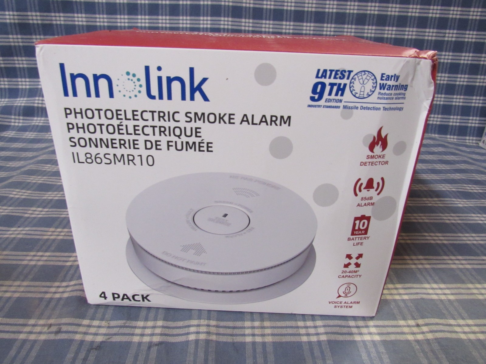 Innolink IL86SMR10 10 Yr Battery Photoelectric Smoke Alarm 4 Pk (New) FREE SHIP.