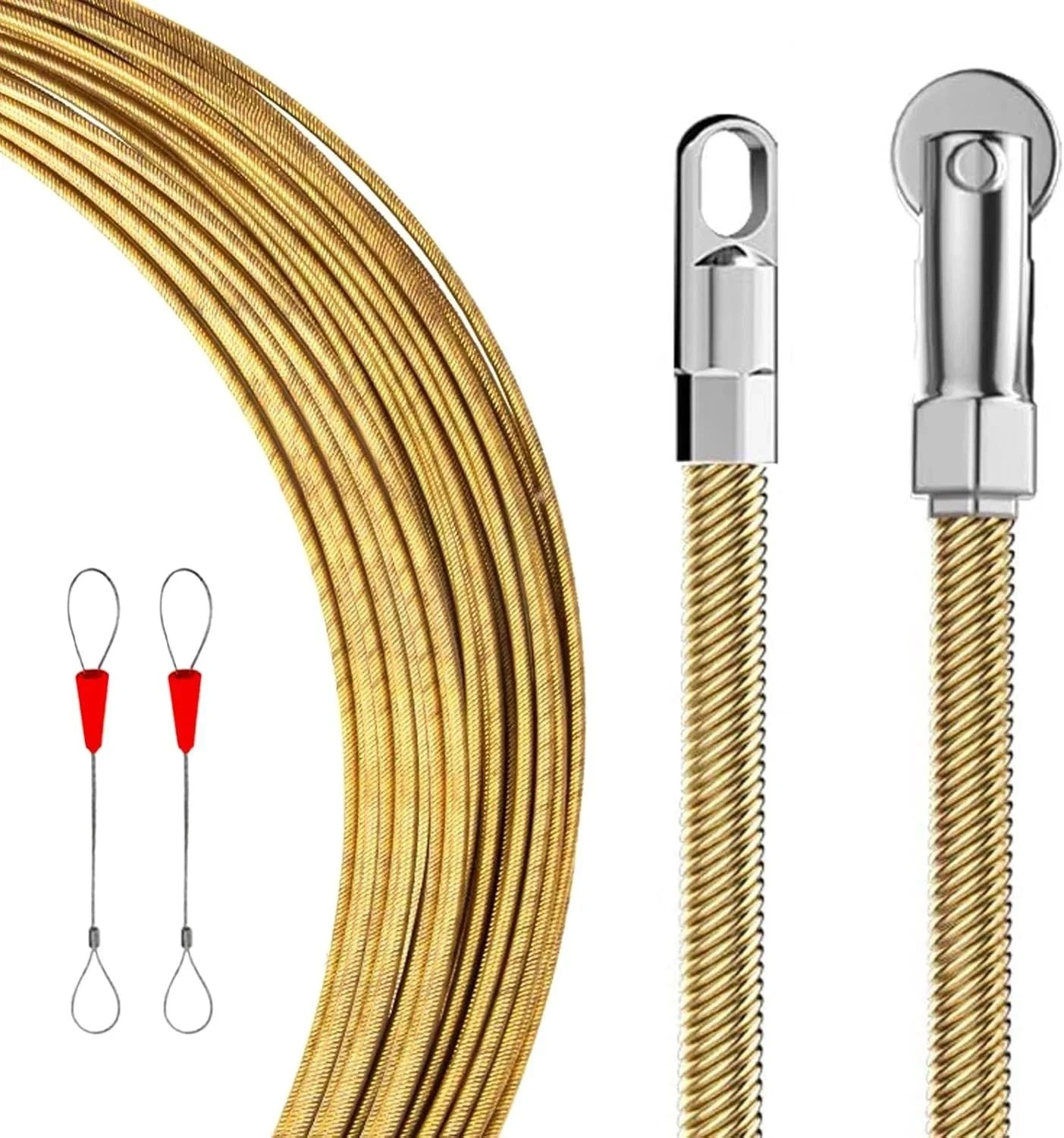 100Foot Fish Tape Cable Puller with Pulley & Fish Tape Fastener,Boat Wire Pullin