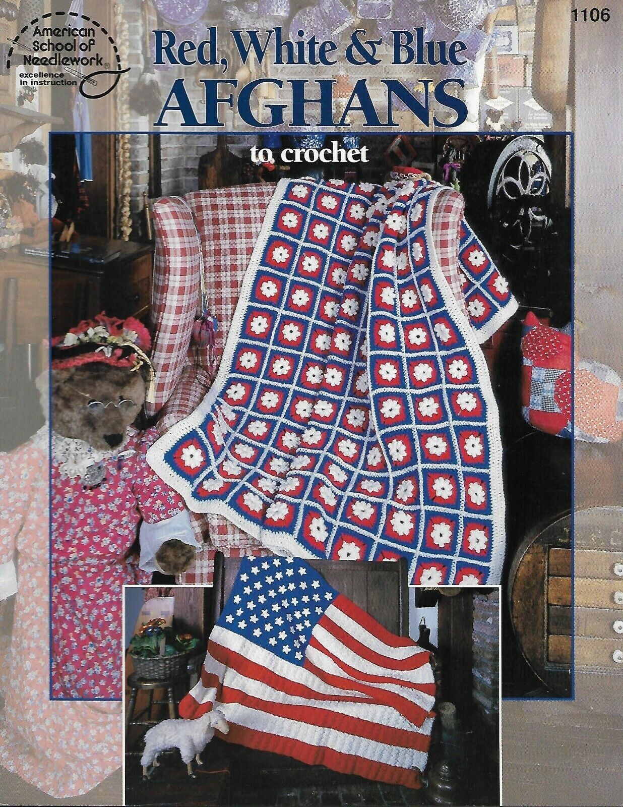 5 Red, White & Blue Afghans crochet PATTERN INSTRUCTIONS booklet