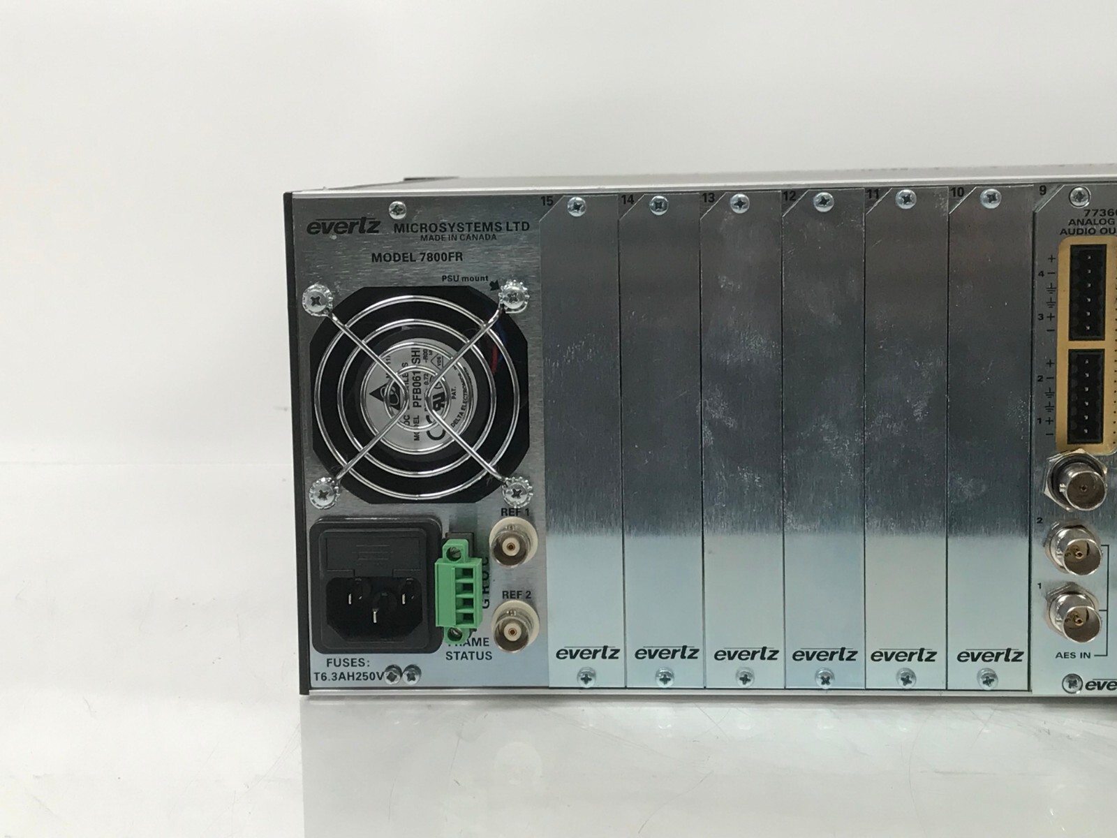 Evertz 7800FR MultiFrame Loaded w/ x4 Cards 7736CE2-A4