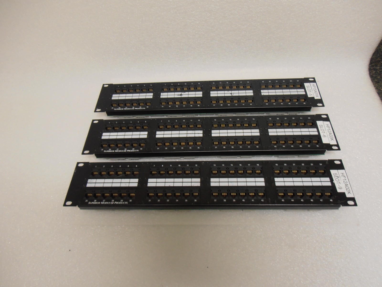 Qty (3) Superior Modular Products Panduit Cat5E Patch Panels 48 Port T568B Wired