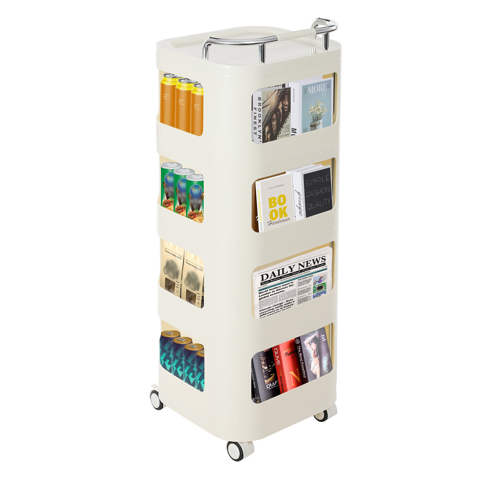 4-Tier Rolling Kitchen Trolley Rack – Versatile Storage Cart for Home & Office