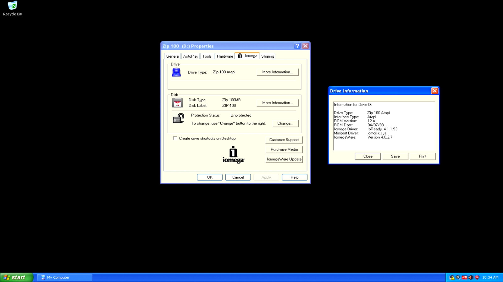 Panasonic JU-811T111 Internal Zip 100 Drive | ATAPI IDE | Translucent Black Face
