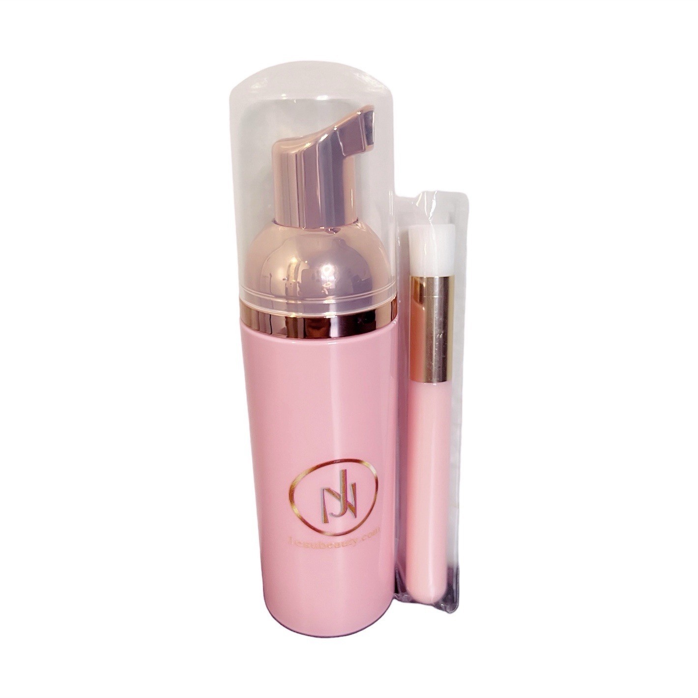 Pink Foam Eyelash Cleanser with Brush Set for False Eyelashes Cleaning