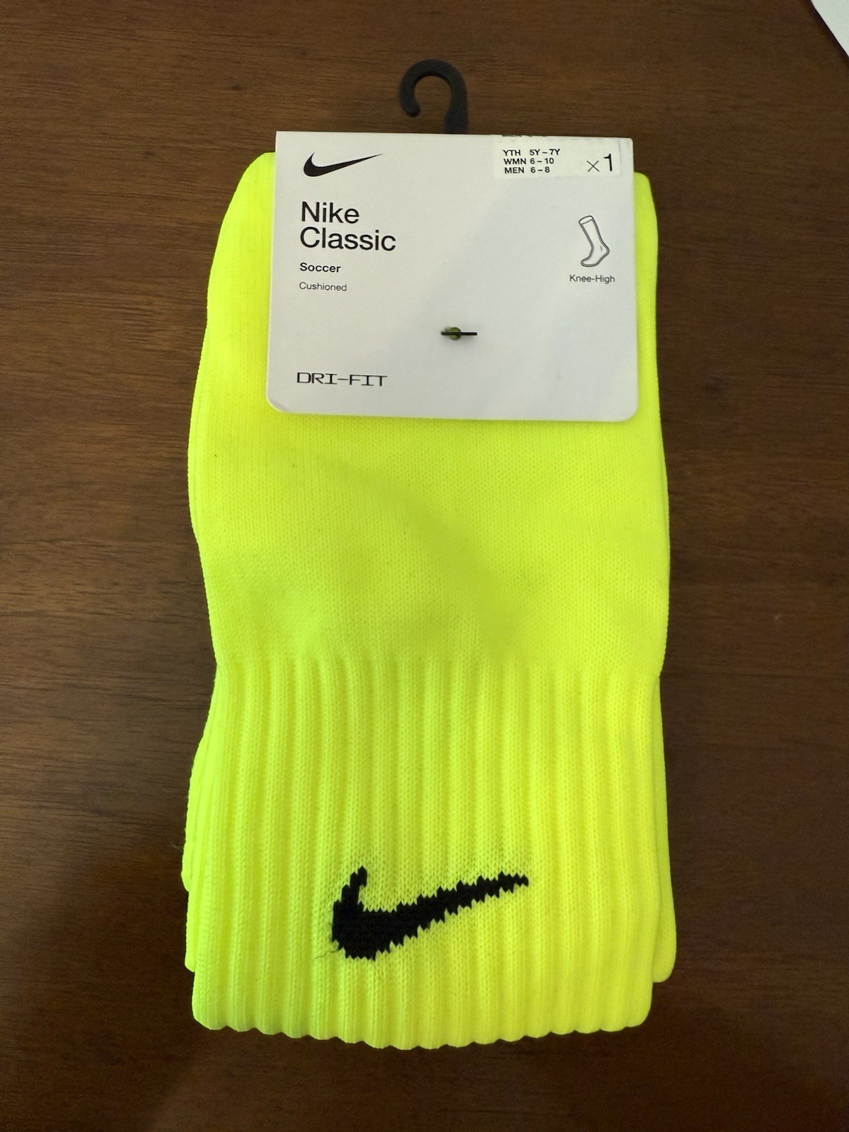 Nike Classic Dri-Fit Knee High Cushioned Socks Unisex Medium  Neon Green SX5728