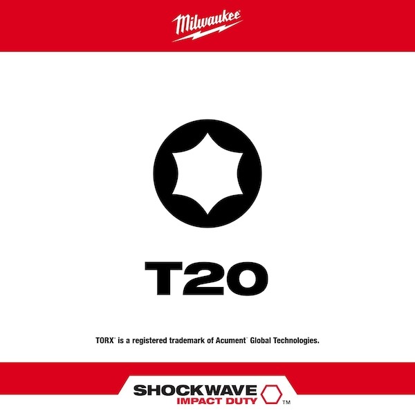 Milwaukee Tool 48-32-4184 Shockwave 2" Impact Torx T20 Power Bits (25Pk)