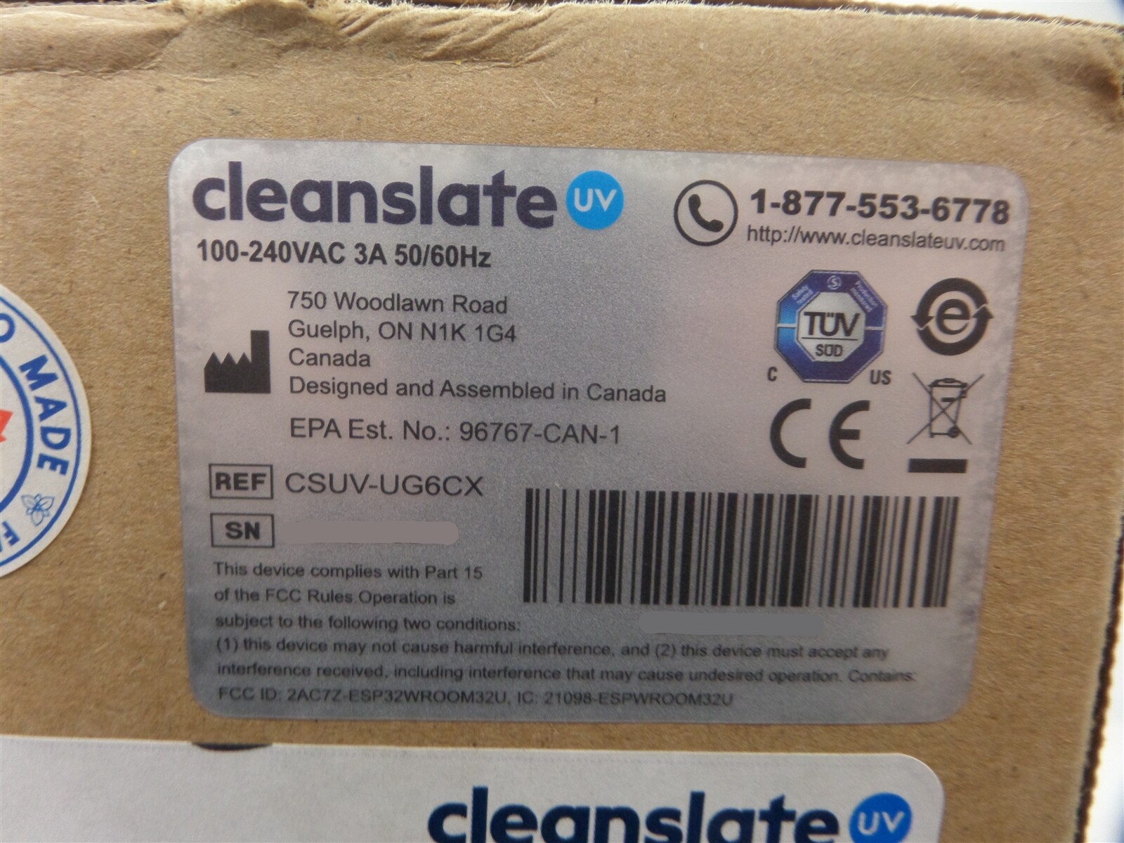 CleanSlate UV CSUV-UG6CX UV Mobile Device Sterilizer System