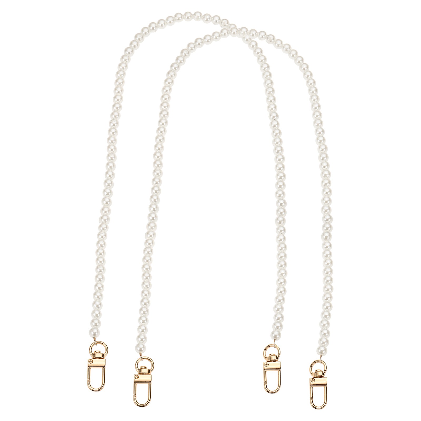 2 Pack 47" Imitation Pearl Purse Strap with Swivel Clasp [Golden]