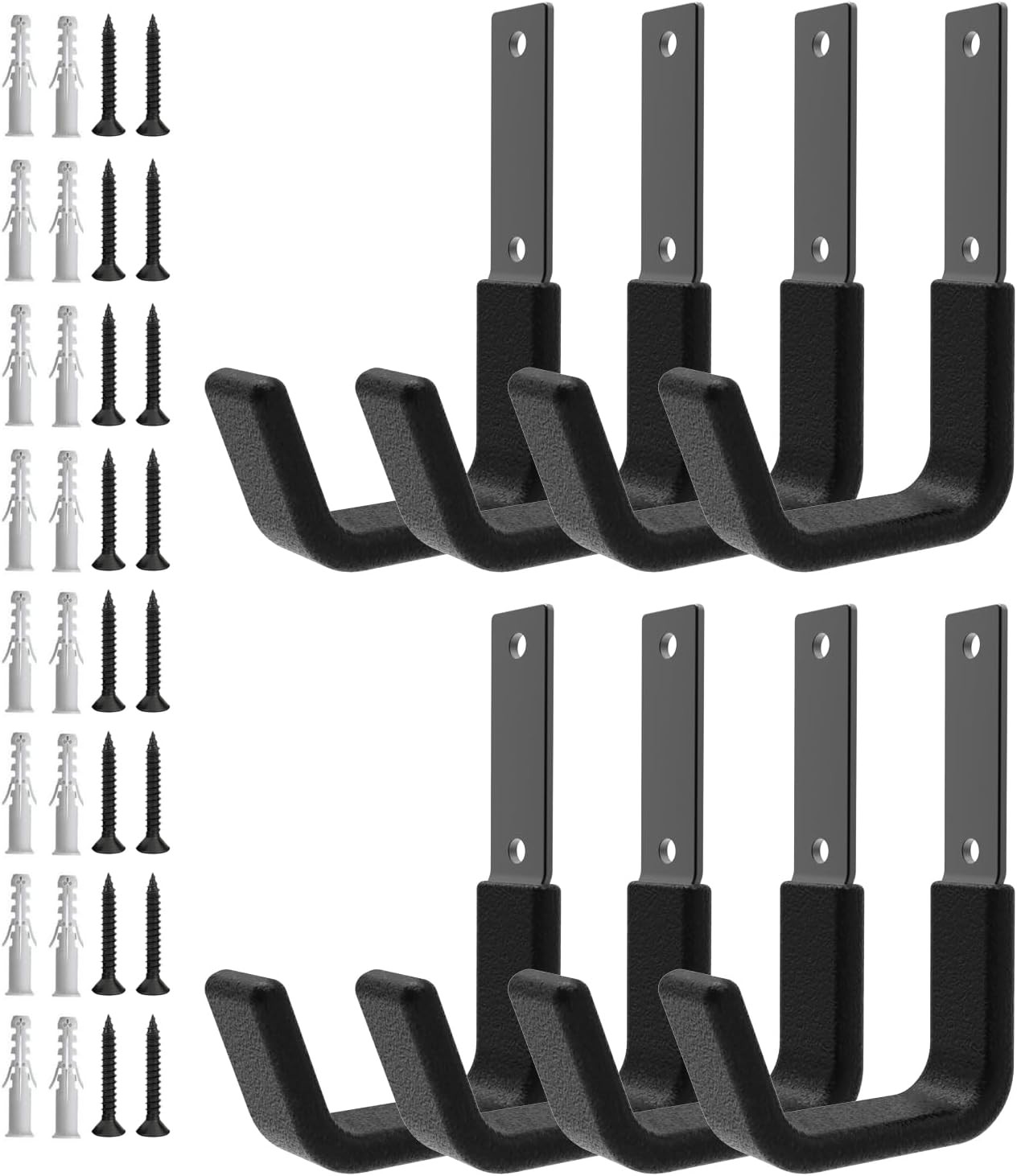 Heavy Duty Utility Hooks for Garage Storage Wall 8 S, Black