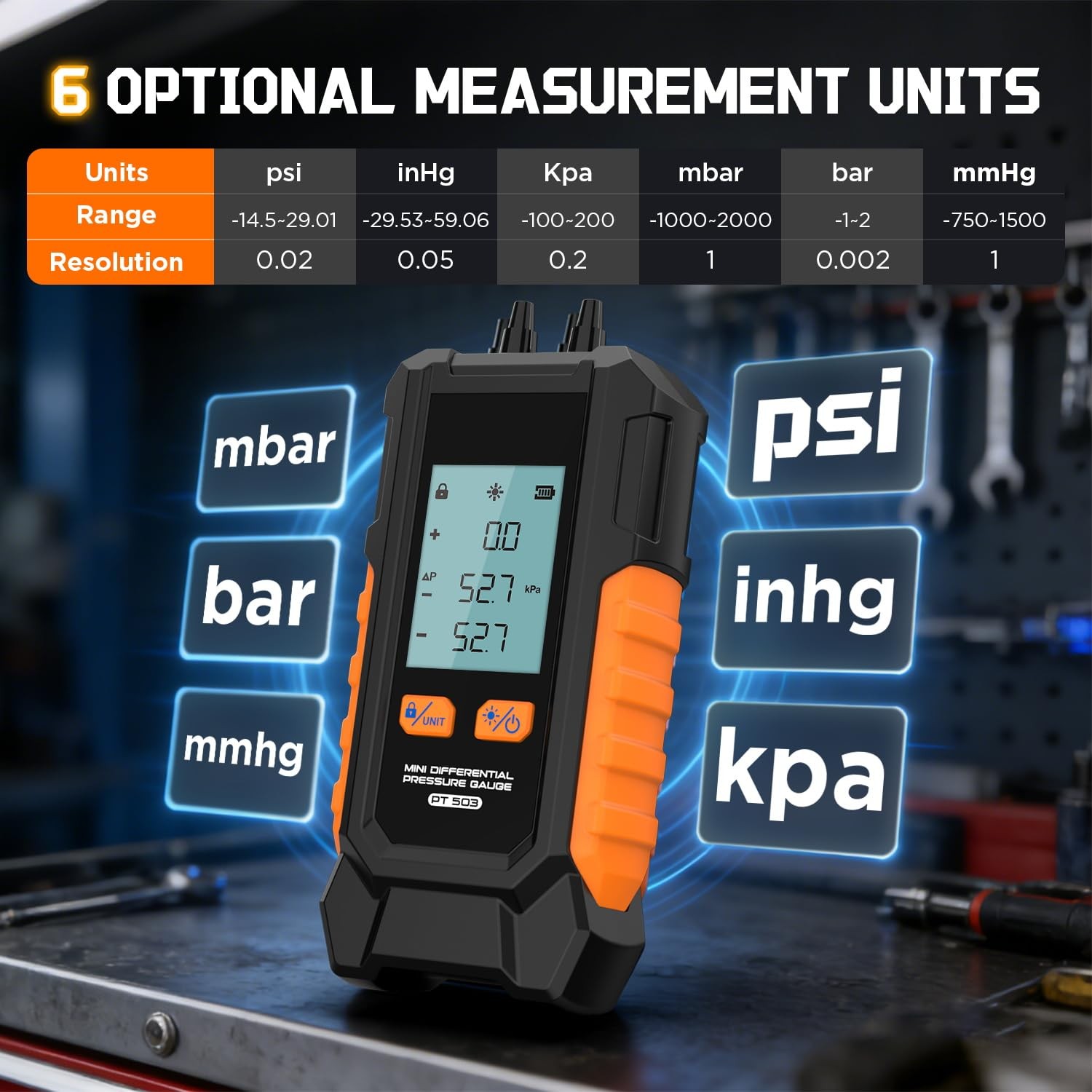 Manometer Gas Pressure Tester, Dual-Port HVAC Digital Differential Pressure...