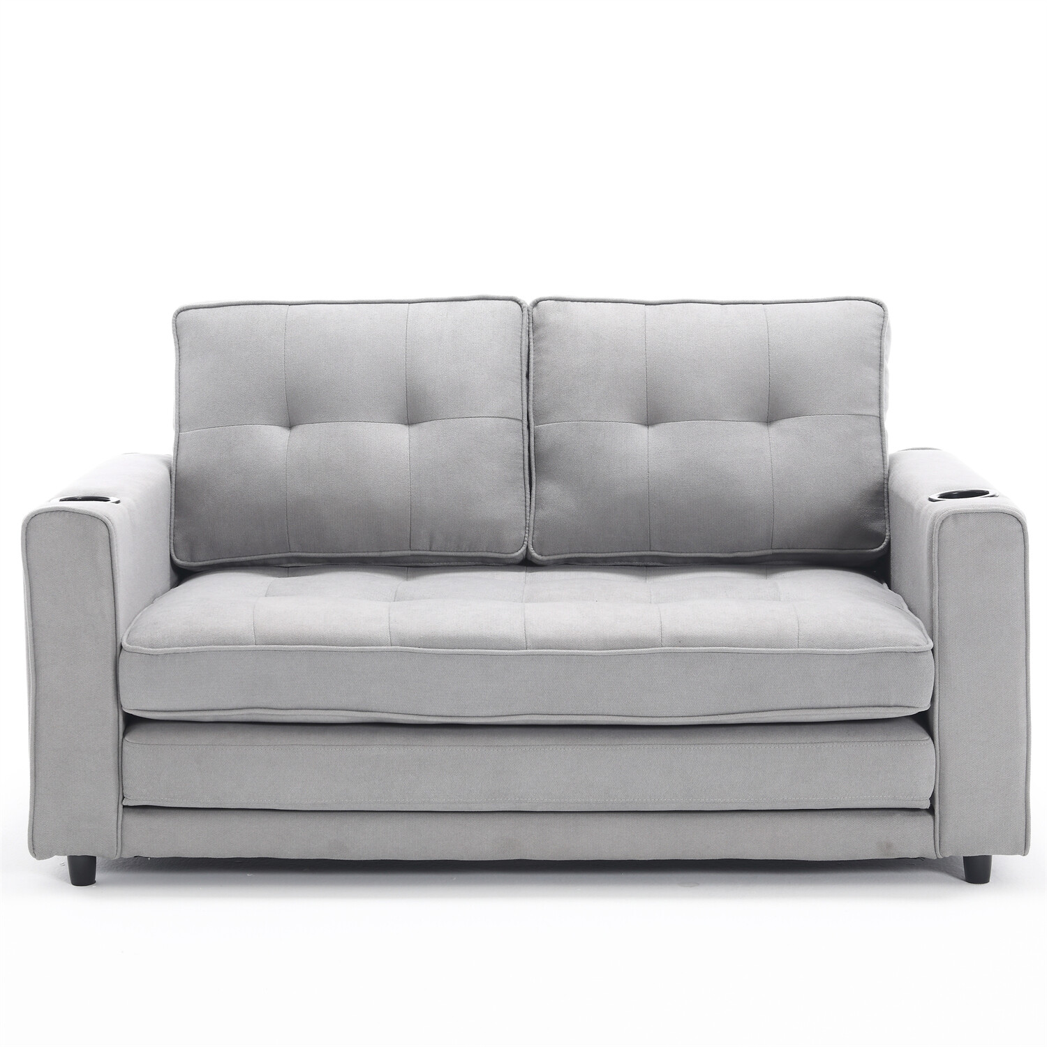 Convertible Sofa Bed Loveseat Futon Sofa Couch w/ Pull-Out Bed Light Gray