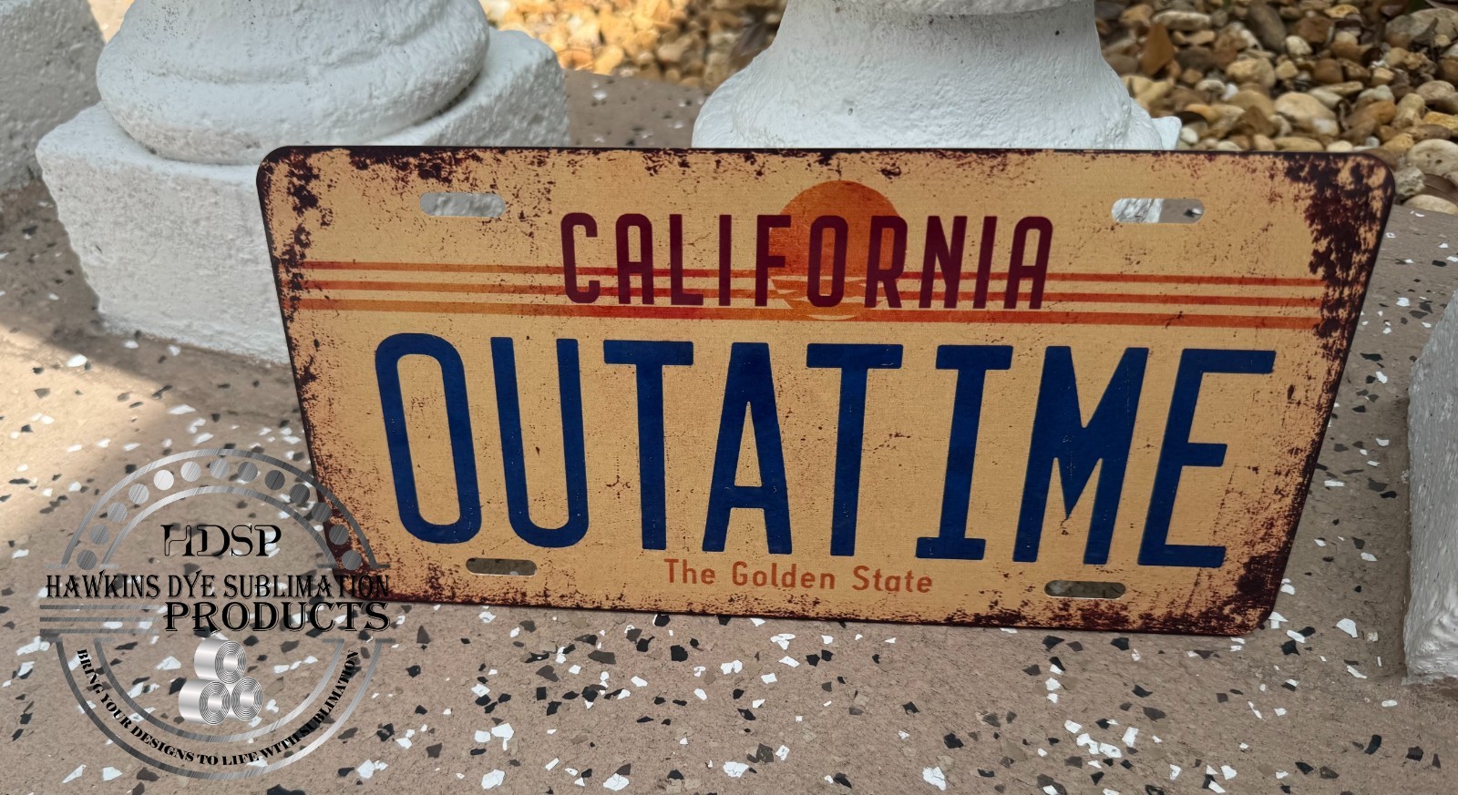 Back to the Future DeLorean OUTATIME License Plate Vintage Movie Prop Replica