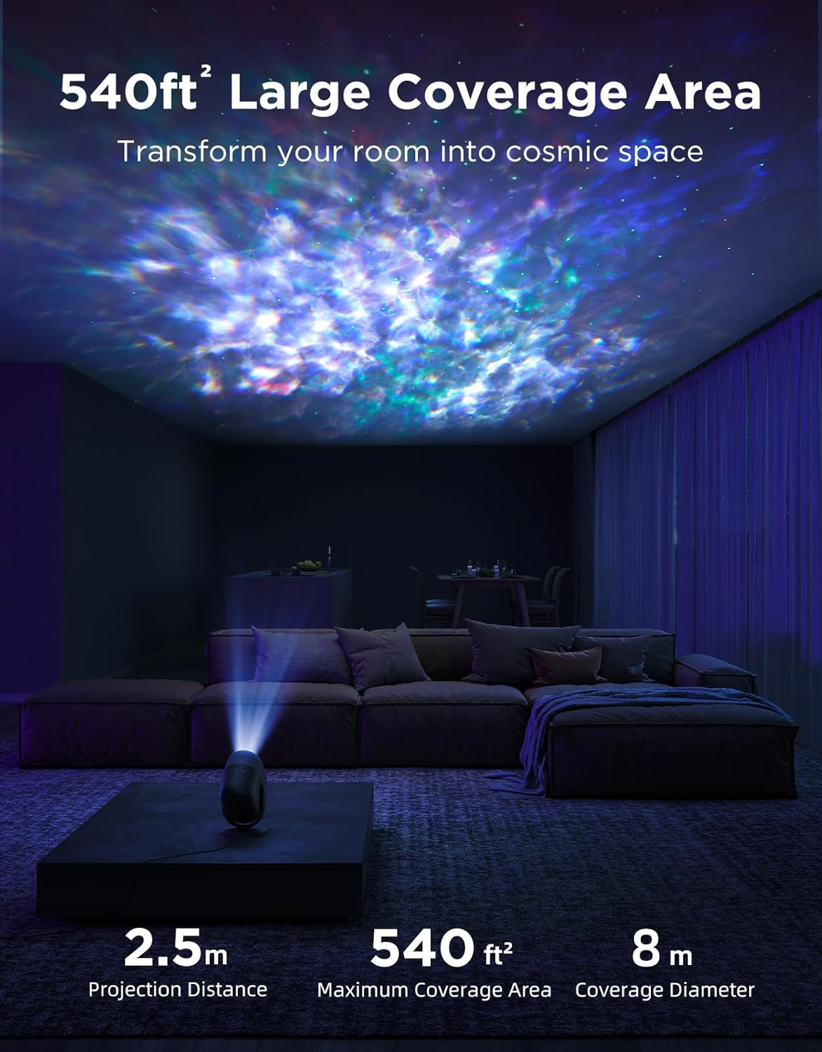 Star Projector Lights, 7-Zone Colorful Nebula Effect, Compatible with Matter, 54