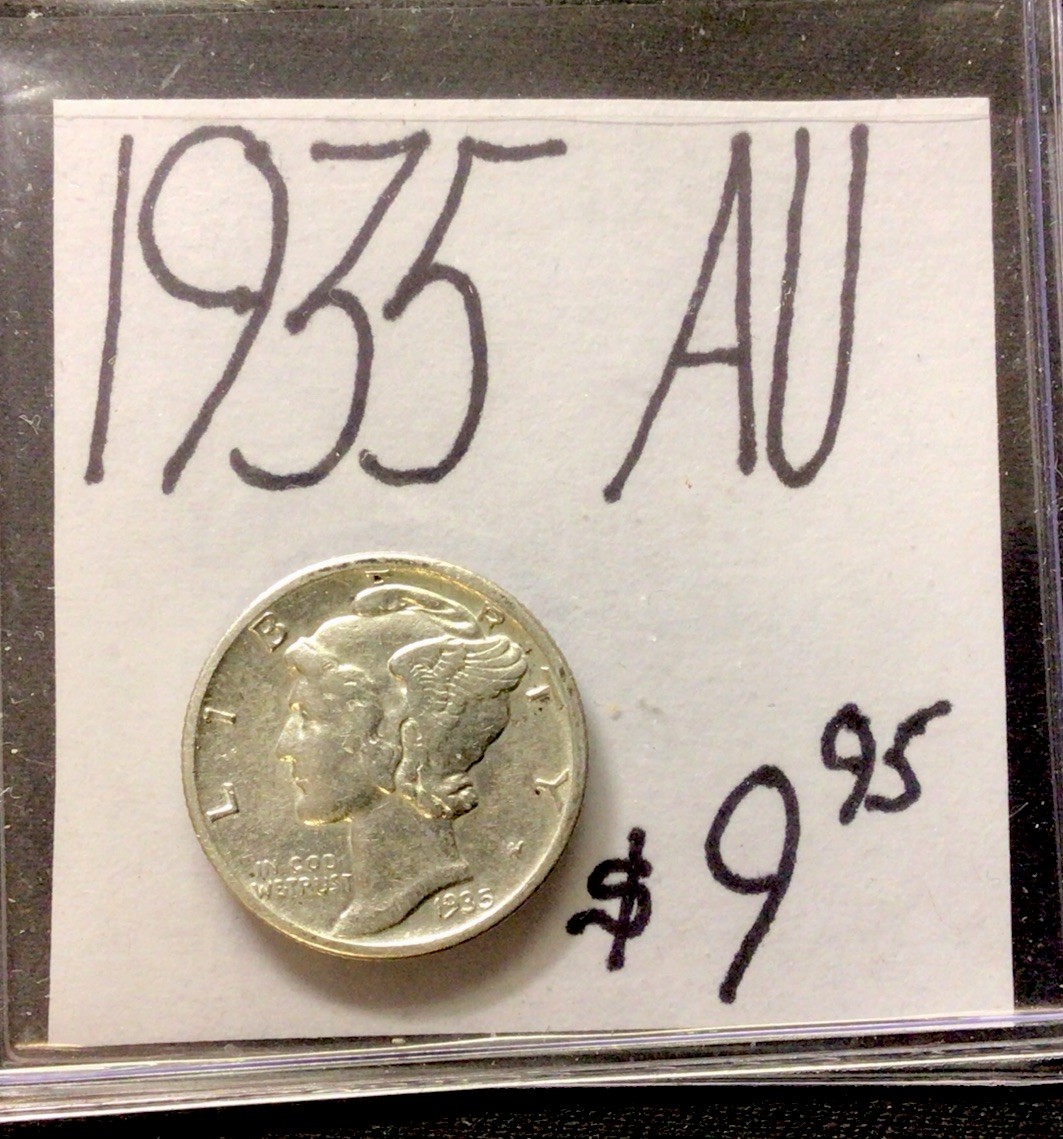 1935 Mercury Silver Dime AU! ENN Coins