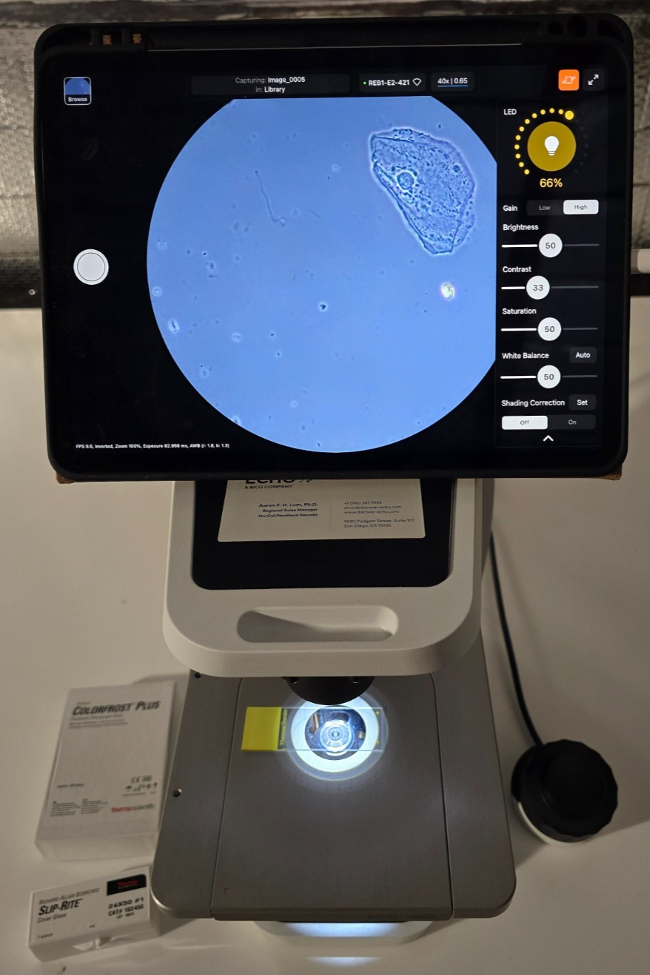 ECHO Rebel REB-01-E2 Brightfield Phase Contrast Microscope 10x 40x 100x w/ iPad