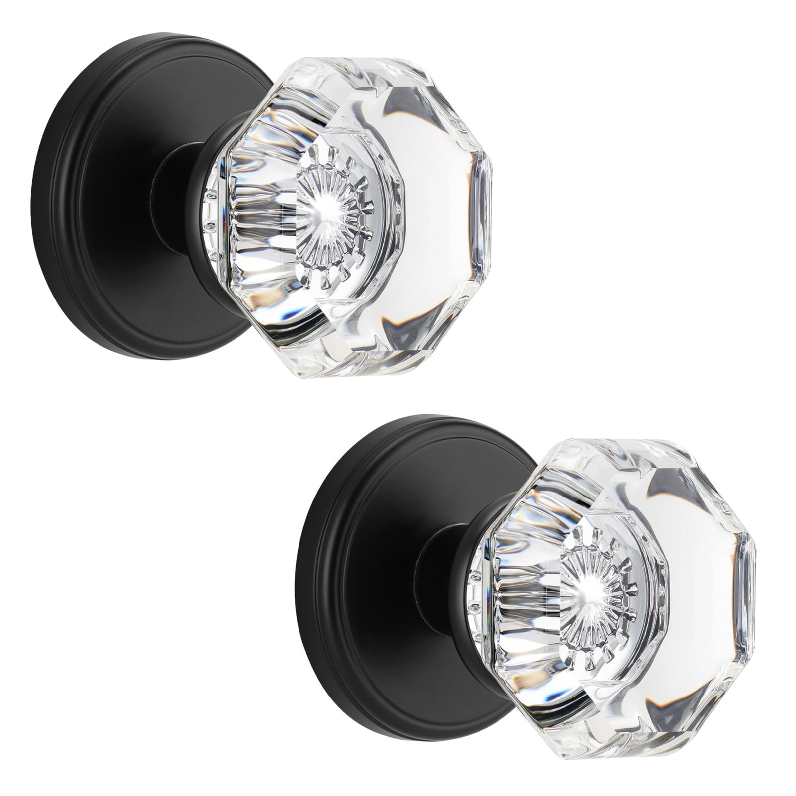 Crystal Glass Dummy Round Door Knob, Bifold Closet Dummy Door Handles Octagon...
