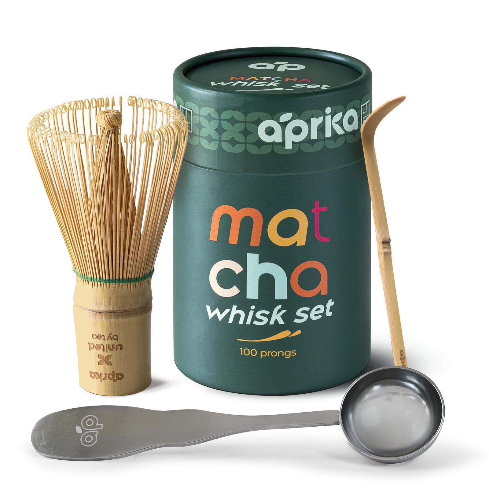 Aprika Life Matcha Bamboo Whisk Set 3 Pcs - Bamboo Whisk (Chasen) 100 Prongs,...