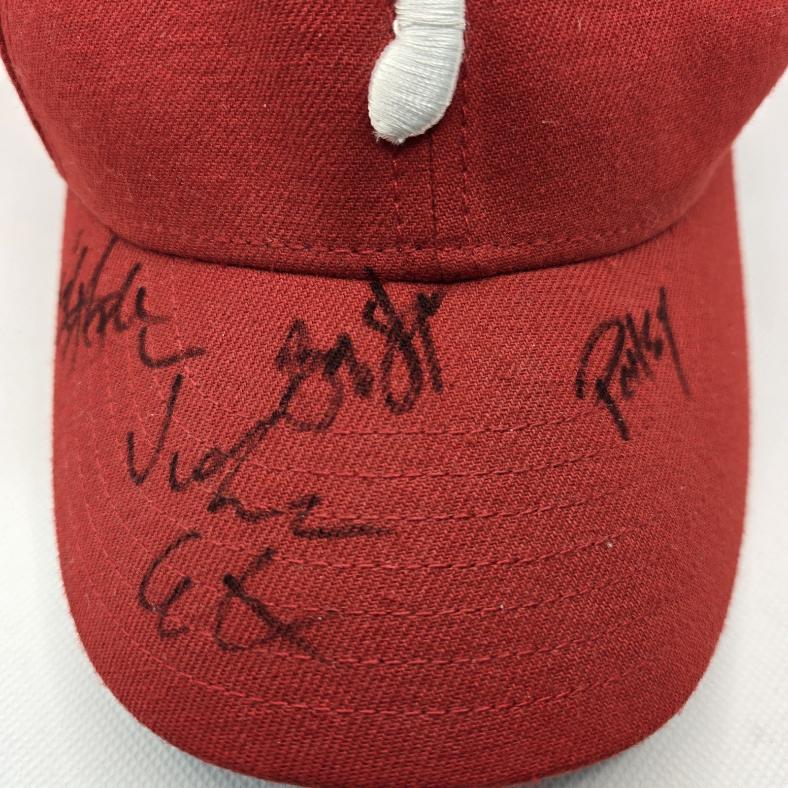 Phillies Baseball Hat Autographed Red Adjustable Cap Player Signed One Size