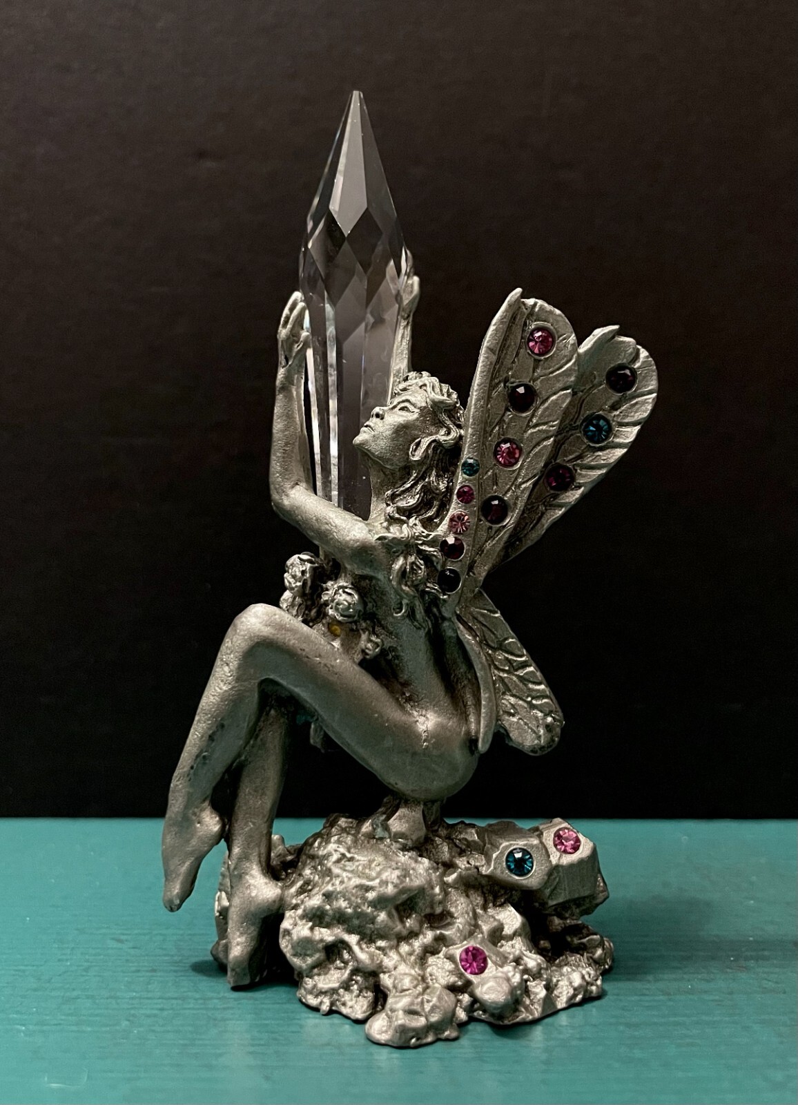 Comstock CCI Pewter Fairy Fae Nymph Pixie Crystal Rhinestones Figurine LOTR GOT