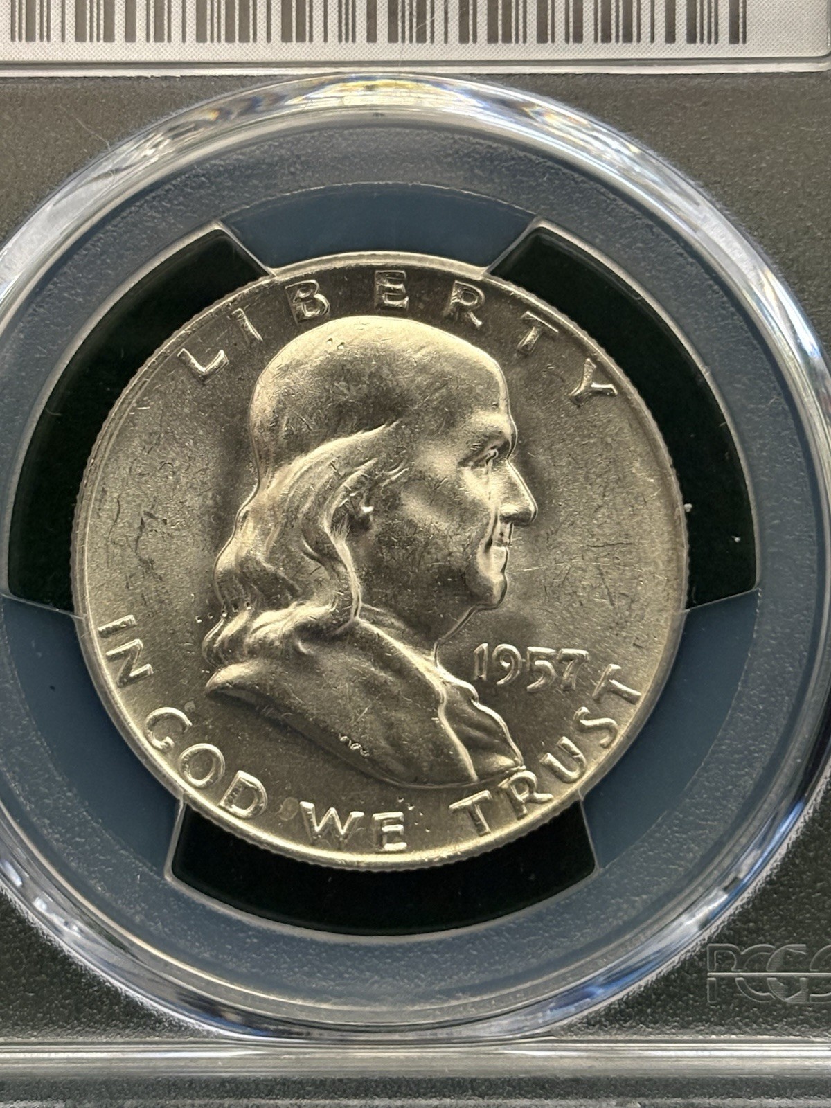 1957 D 50C Franklin Half Dollar PCGS MS62 FBL