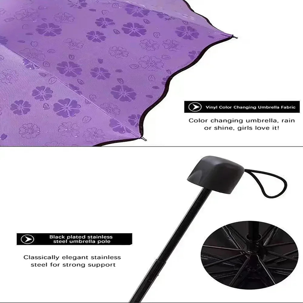 Red leaf Portable Manual Folding Umbrella Flowering Umbrella in Water Black Glue