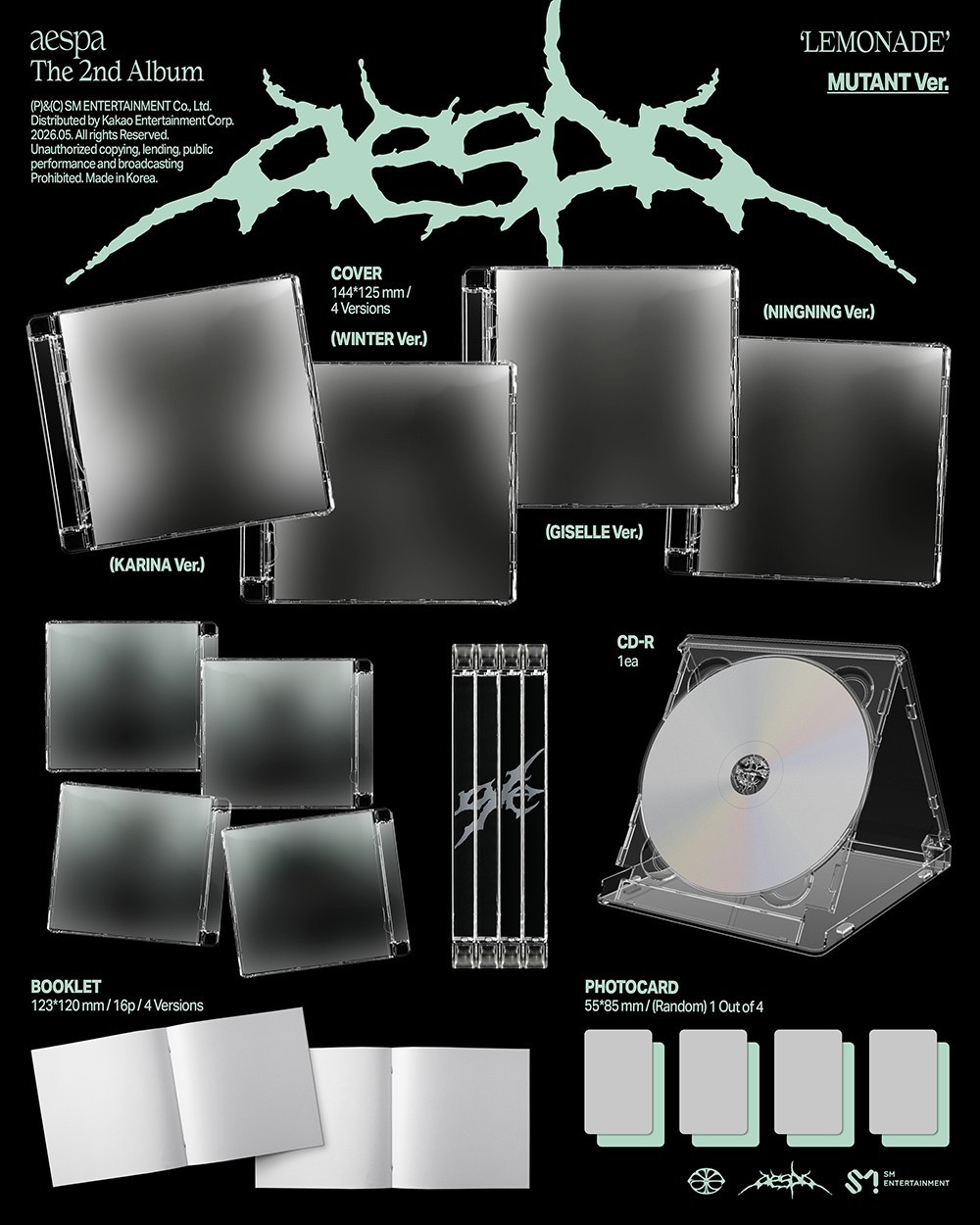 AESPA [LEMONADE] 2nd Album MUTANT Ver./CD-R+Photo Book+Card+GIFT OFFICIAL SEALED