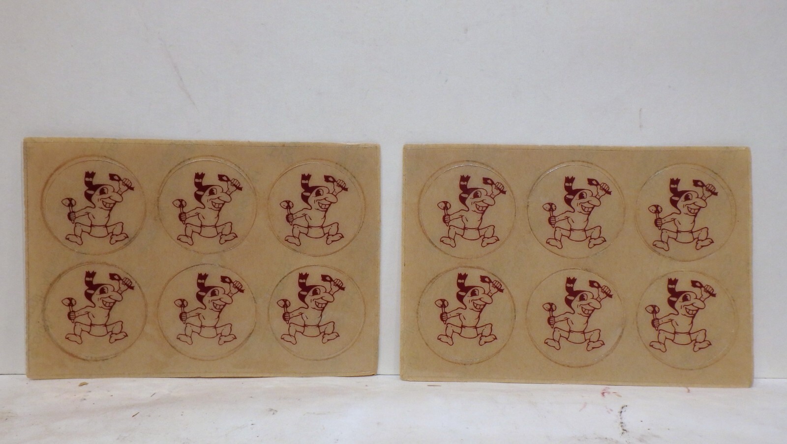 VINTAGE 1940's 12 STICKERS CLEVELAND INDIANS Chief Wahoo MASCOT 2  SHEETS OF 6