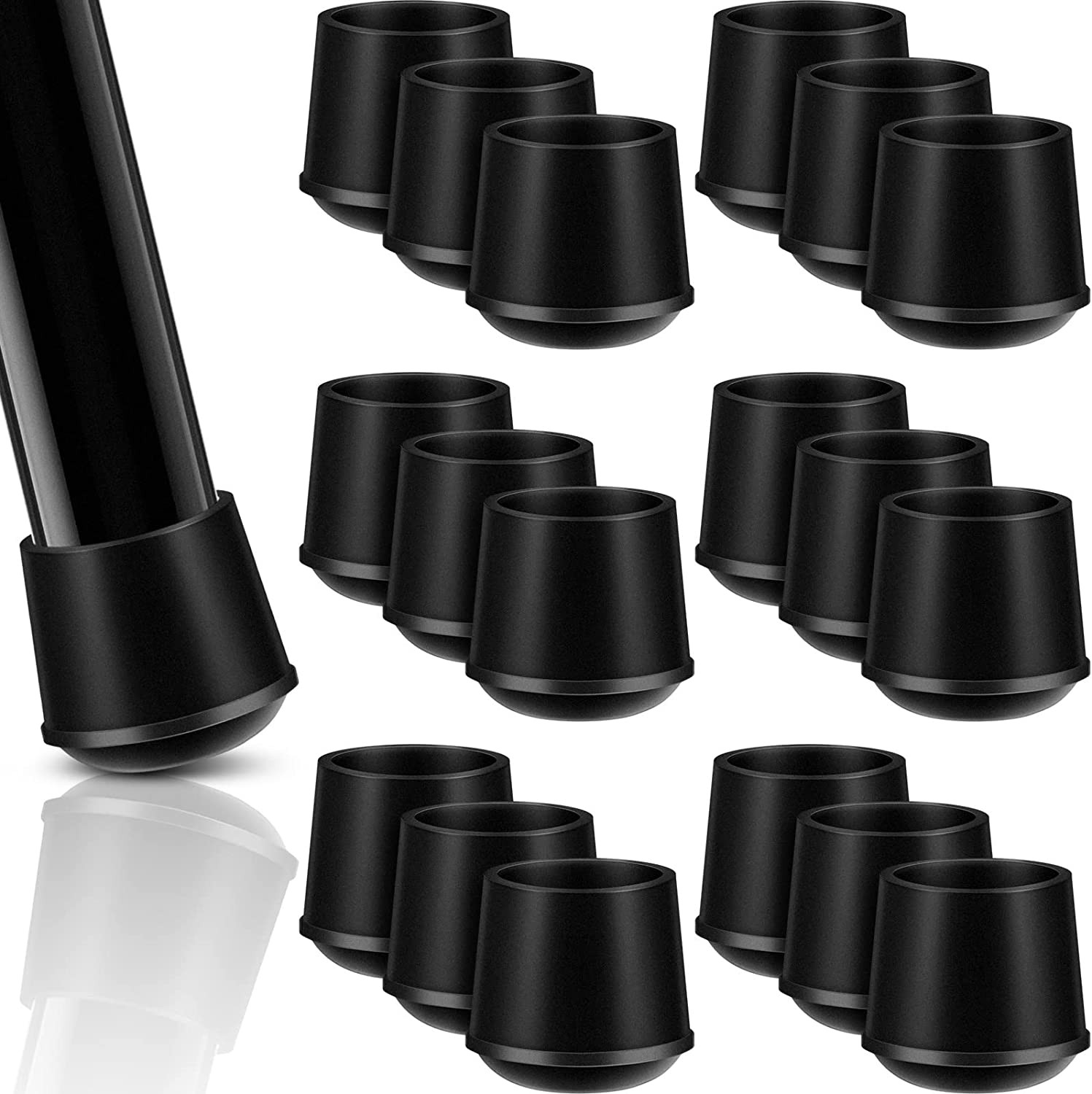 48 PCS Folding Chair Leg Cap Heavy Duty Rubber End Caps Non Marring Furniture 1"