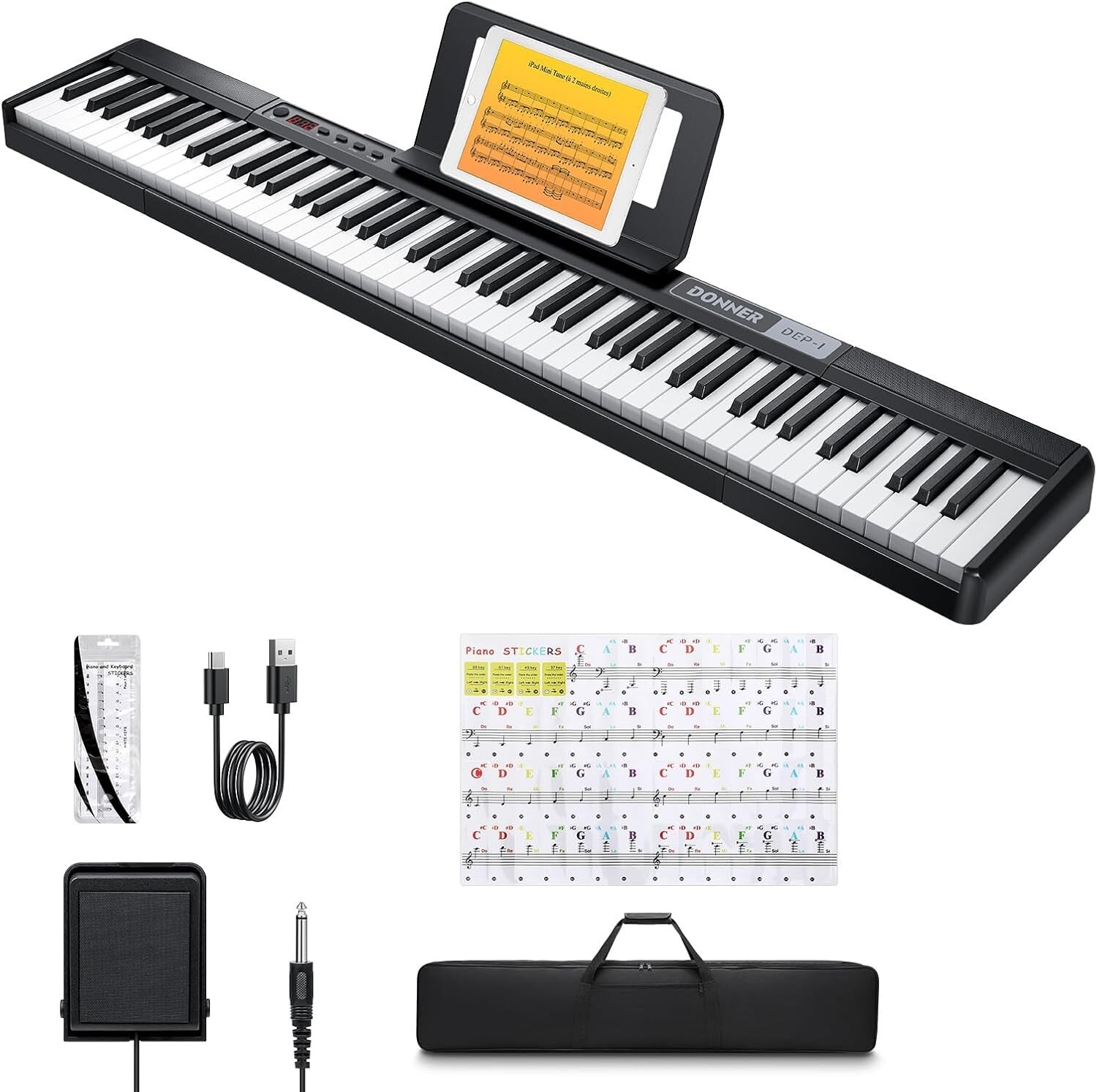 Donner DEP-1 Digital Piano Keyboard 88 Key With Sustain Pedal & Case - NIB
