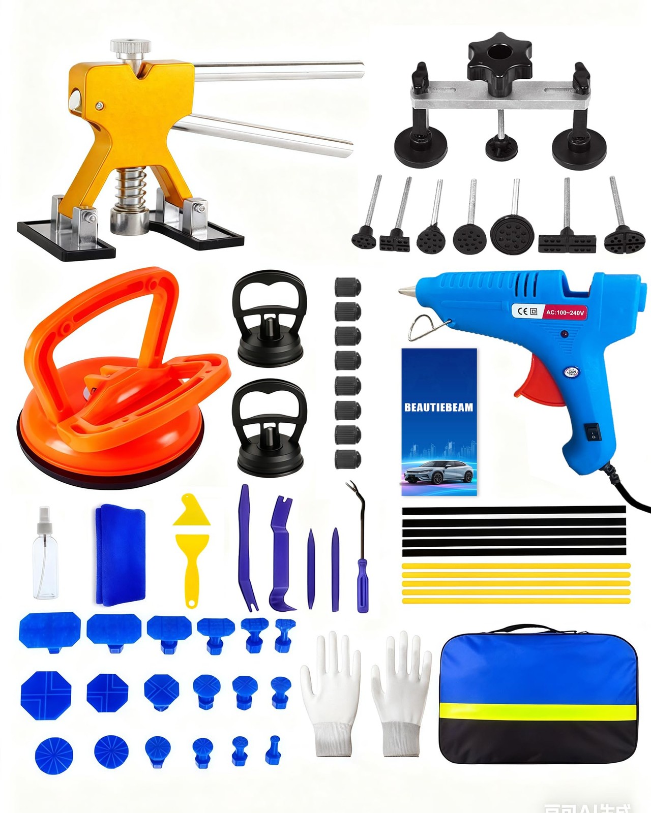 Kit de extracción de abolladuras para coche, herramientas ajustables reparación