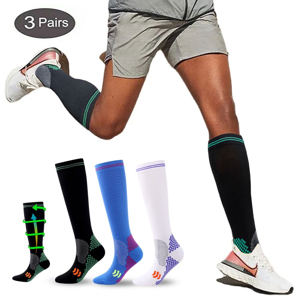3 pares de calcetines de compresión para mujer y hombre, calcetines deportivos