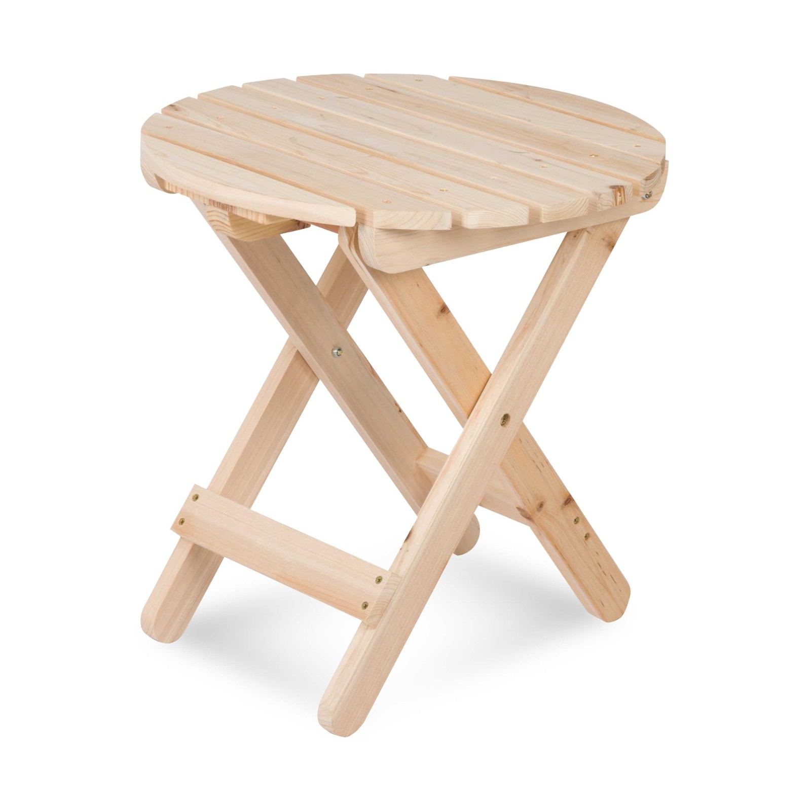 Round Wooden Folding Solid Wood Side Table, Outdoor Adirondack Small Patio Ta...