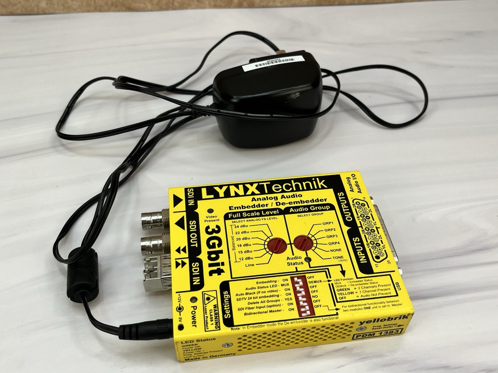 LYNX Technik PDM 1383 3G-SDI Analog Audio Embedder De-Embedder w/ PSU