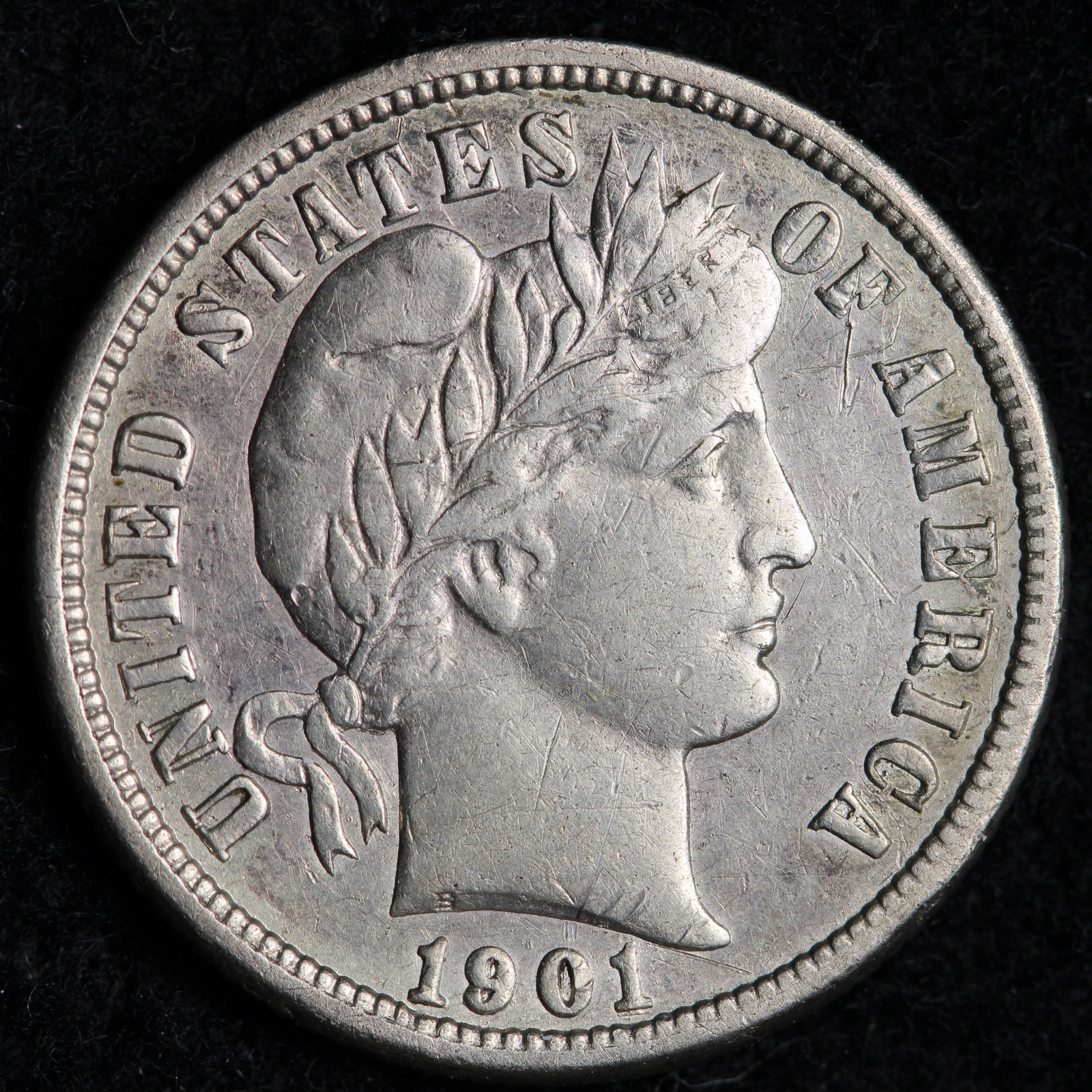 1901-O Barber Silver Dime AU E200 KTLM