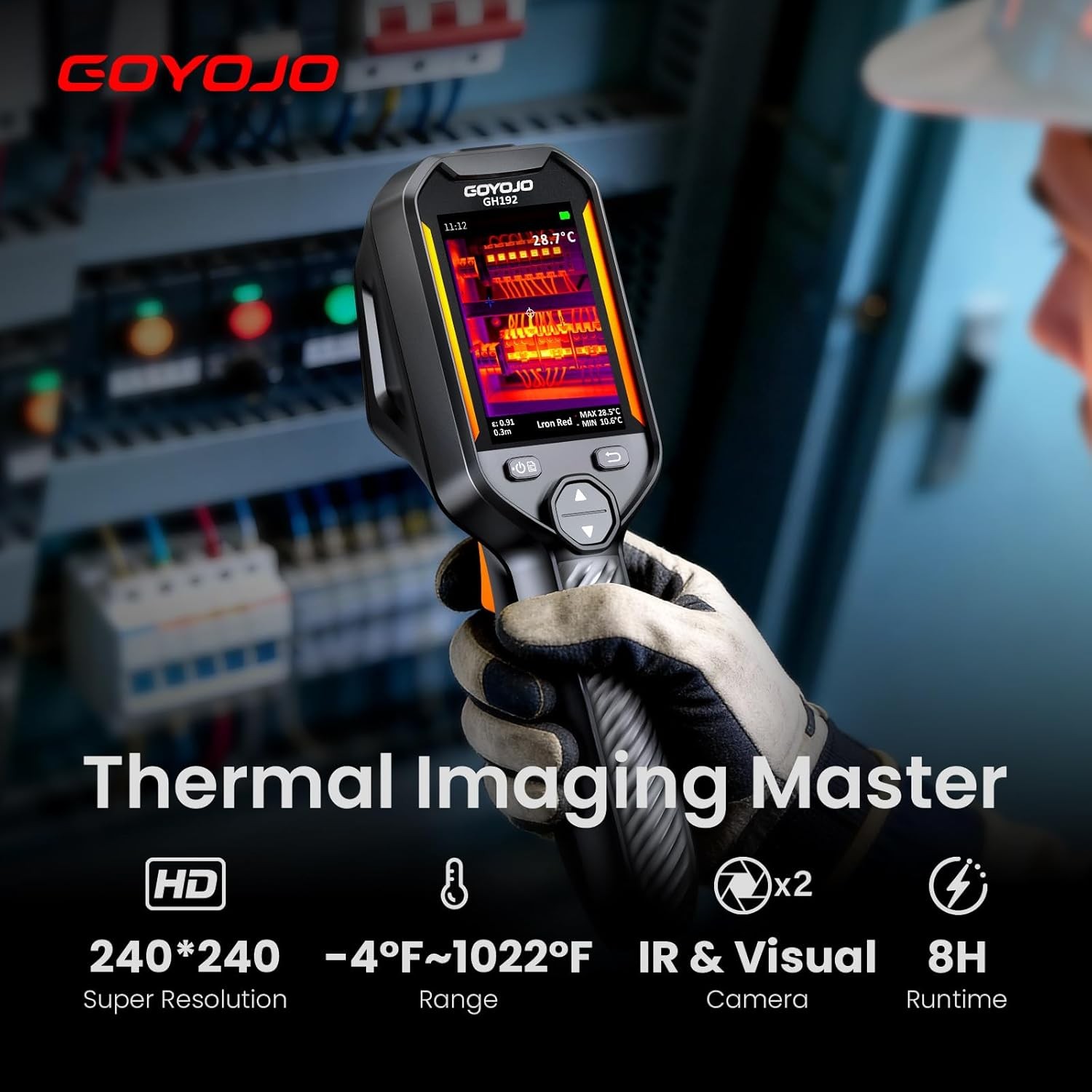 Handheld Thermal Imaging Camera 240X240 Super IR Resolution 2MP Visual Camera