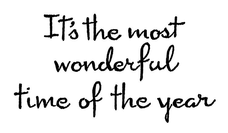 Most Wonderful Time Year Text NORTHWOODS Wood Mounted Rubber Stamp NEW CC10559