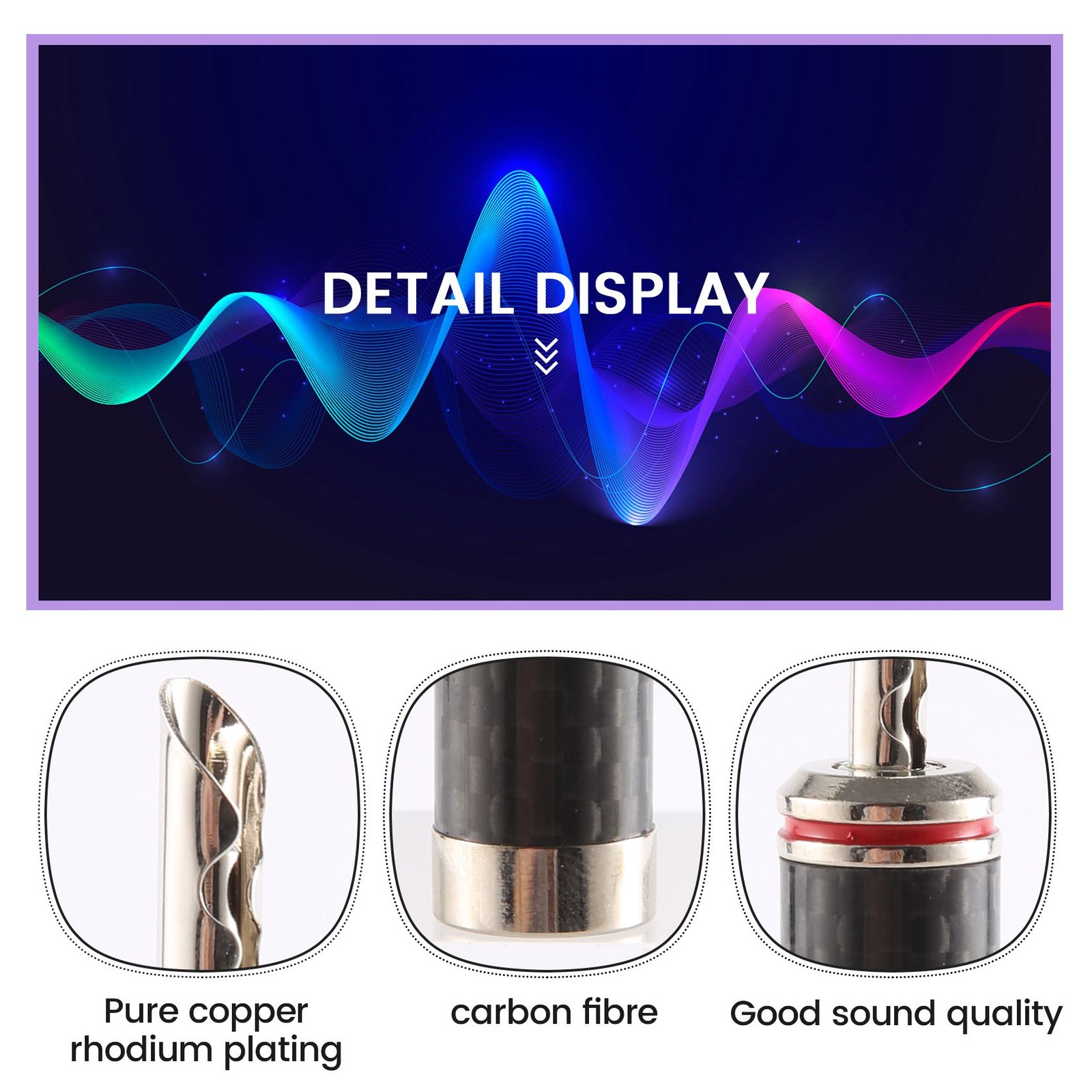 8Pcs Banana Plugs Hi-End HIFI DIY Carbon Fiber Copper Plated Rhodium3543