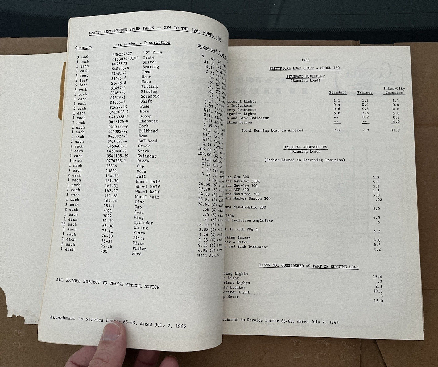 1965 Cessna Service Information Summary Manual All Models, Original Read