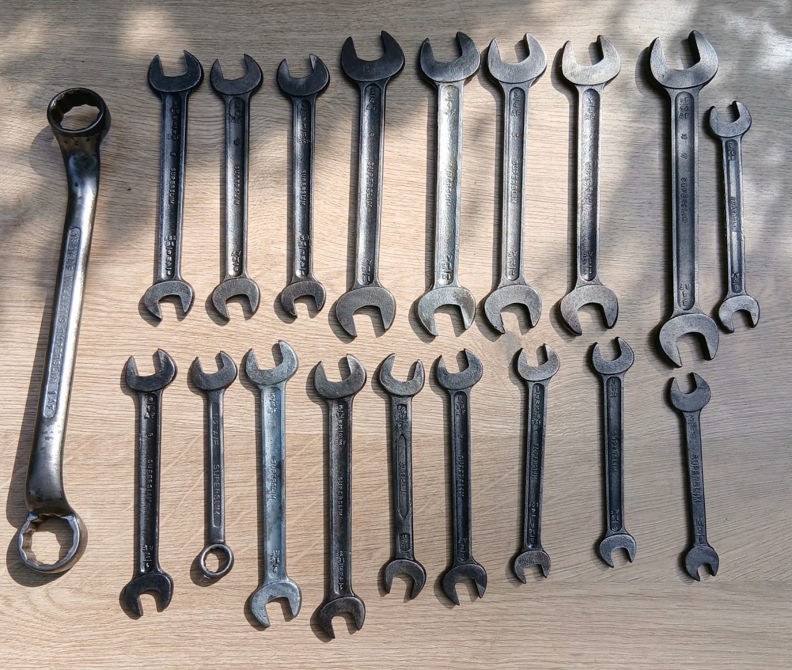 Vintage T. Williams Superslim AF Spanners/ Wrenches. Made In England ×19