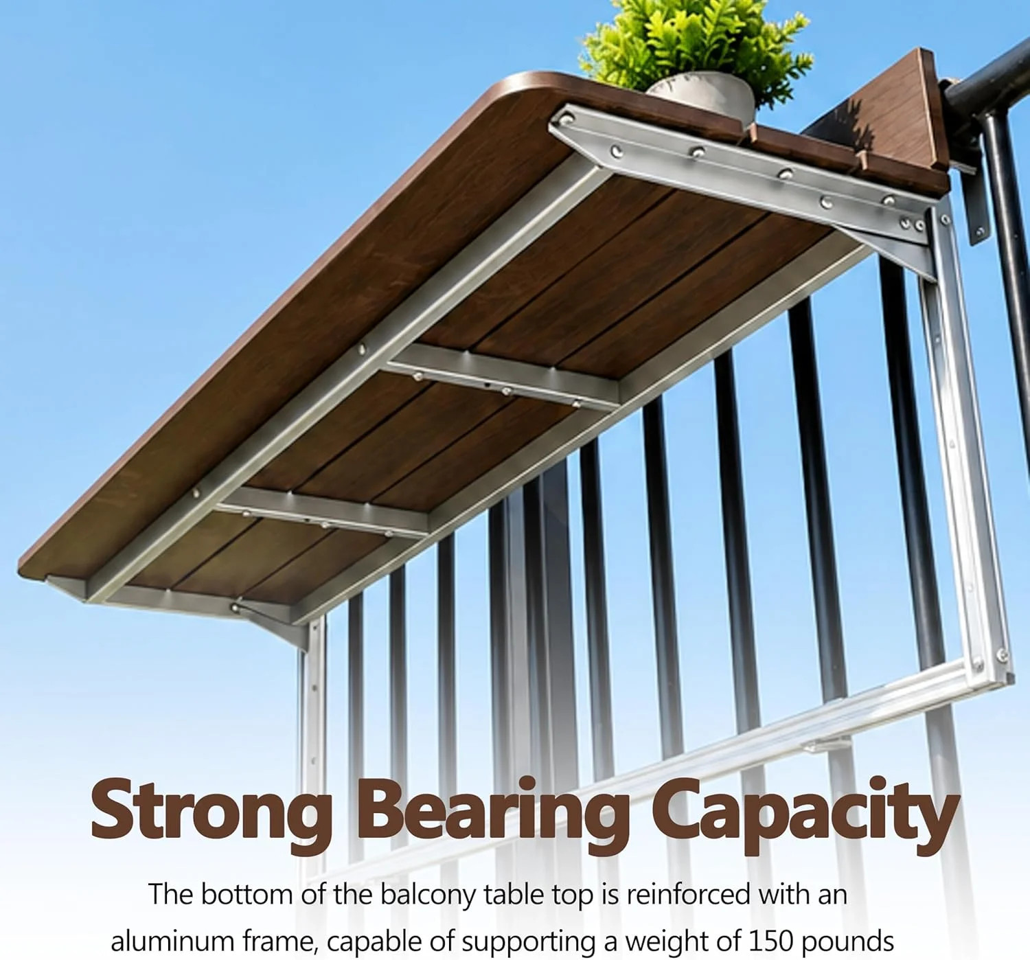 Foldable Balcony Bar Table for Railings, Folding Hanging Deck Rail Table for Sma