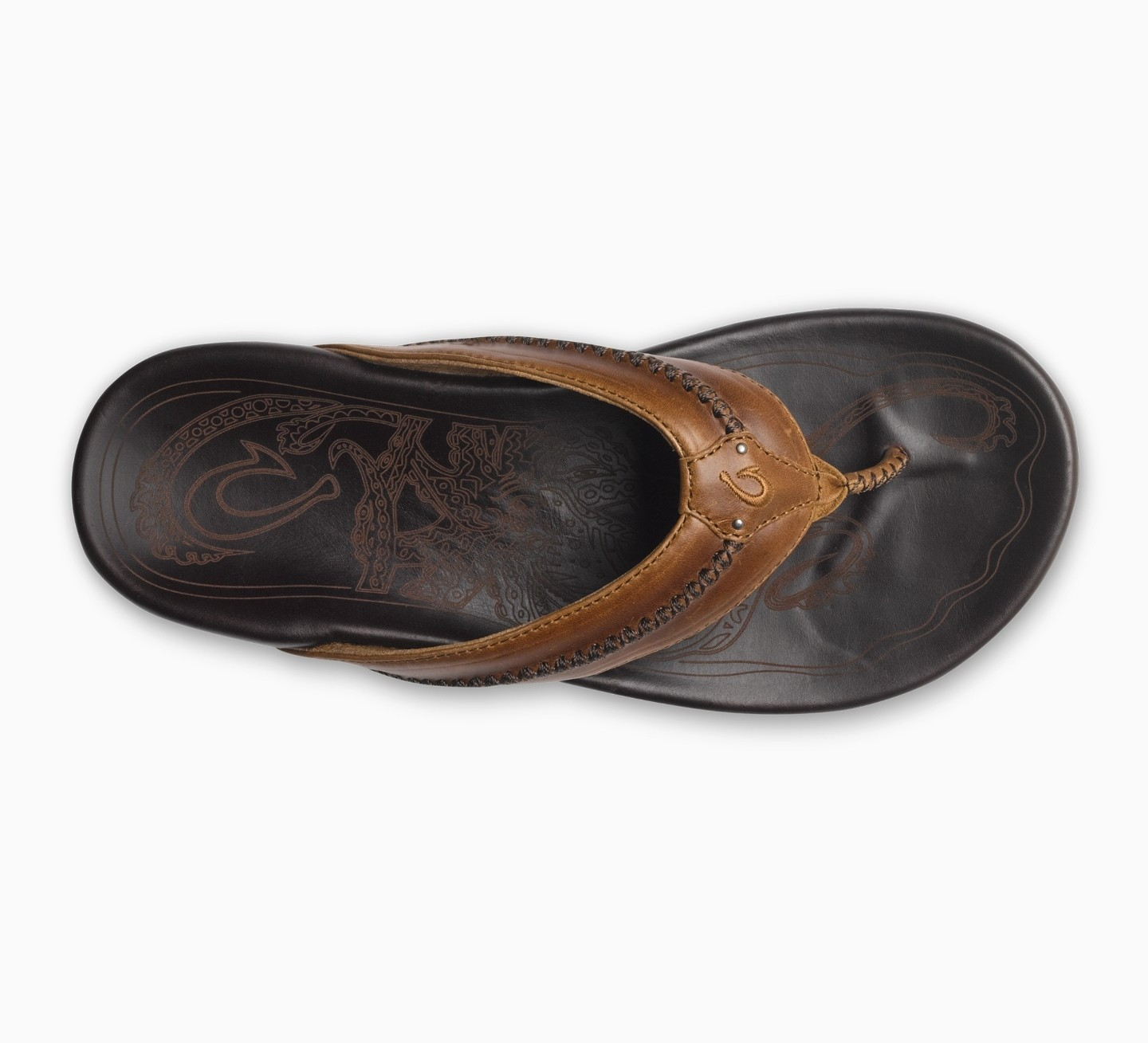 Olukai Mea Ola Leather Sandals - Tan / Dark Java - Size 7-15 Men's NEW