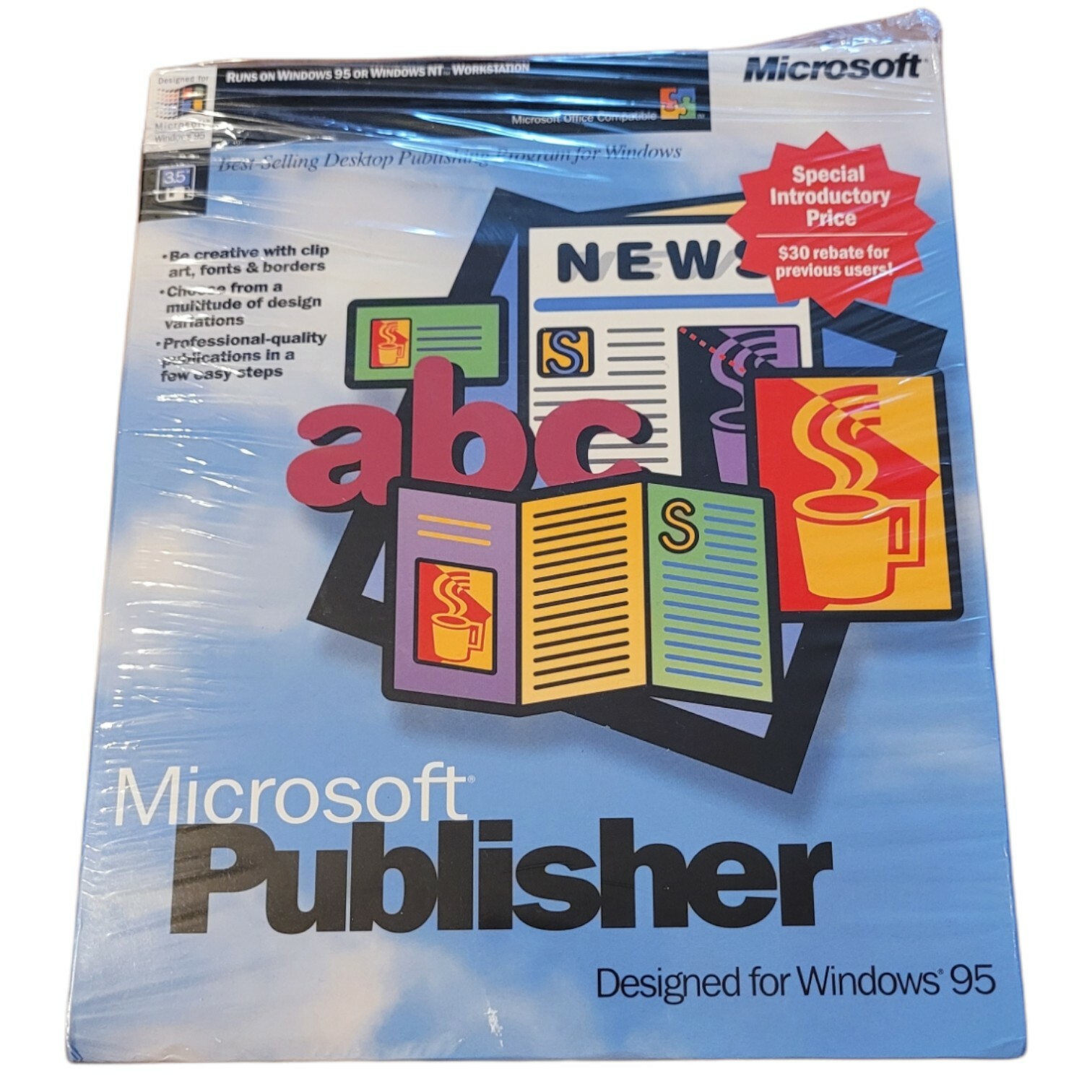 VTG Microsoft Publisher Windows 95 & Windows NT Workstation 3.0 Floppy Disk 3.5"