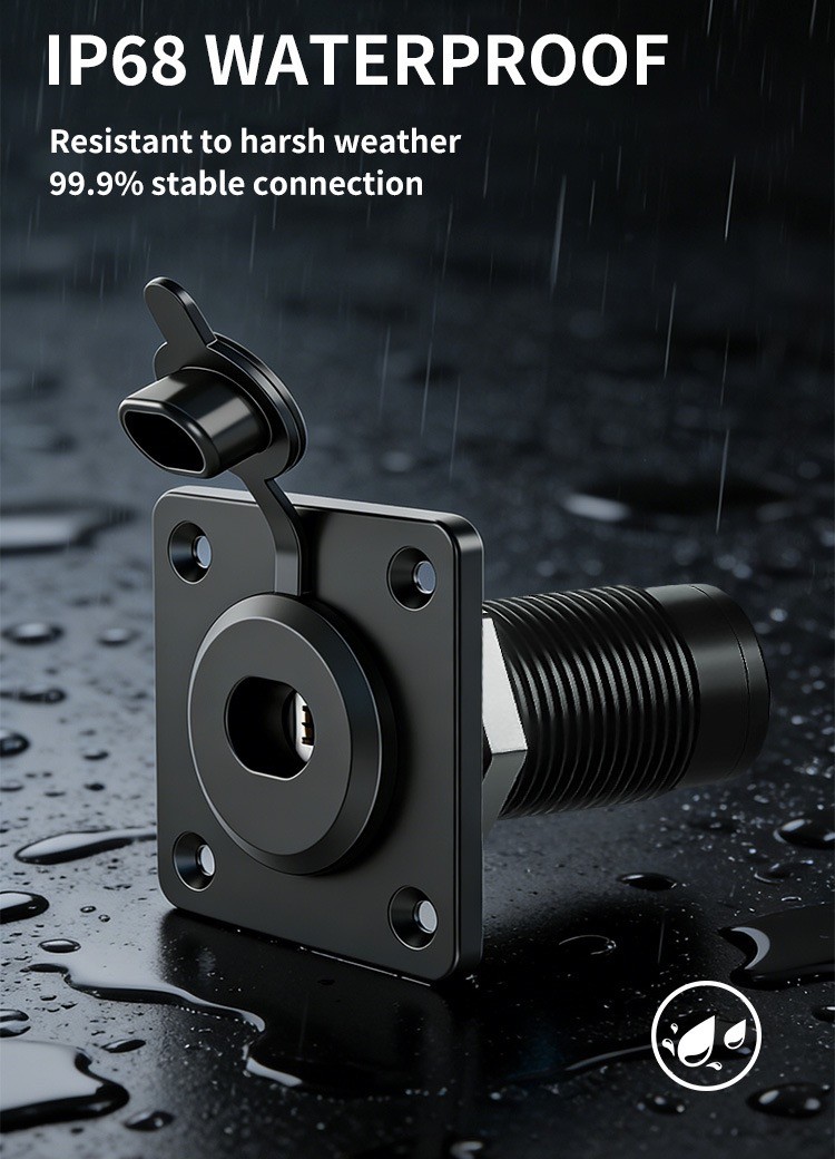Waterproof RJ45 Pass Through Socket for Starlink Gen3 - Aluminum Panel Mount