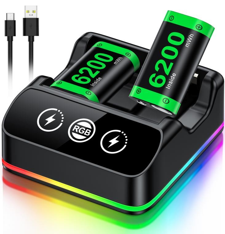 2x6200mWh Controller Battery Pack Rechargeable For Xbox One + Charging Station
